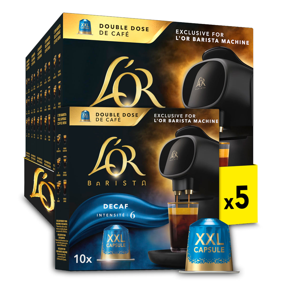 L'OR Barista Double Decaffeinato XXL Aluminium Coffee Capsules - Pack of 50 (5 x 10 Pods)