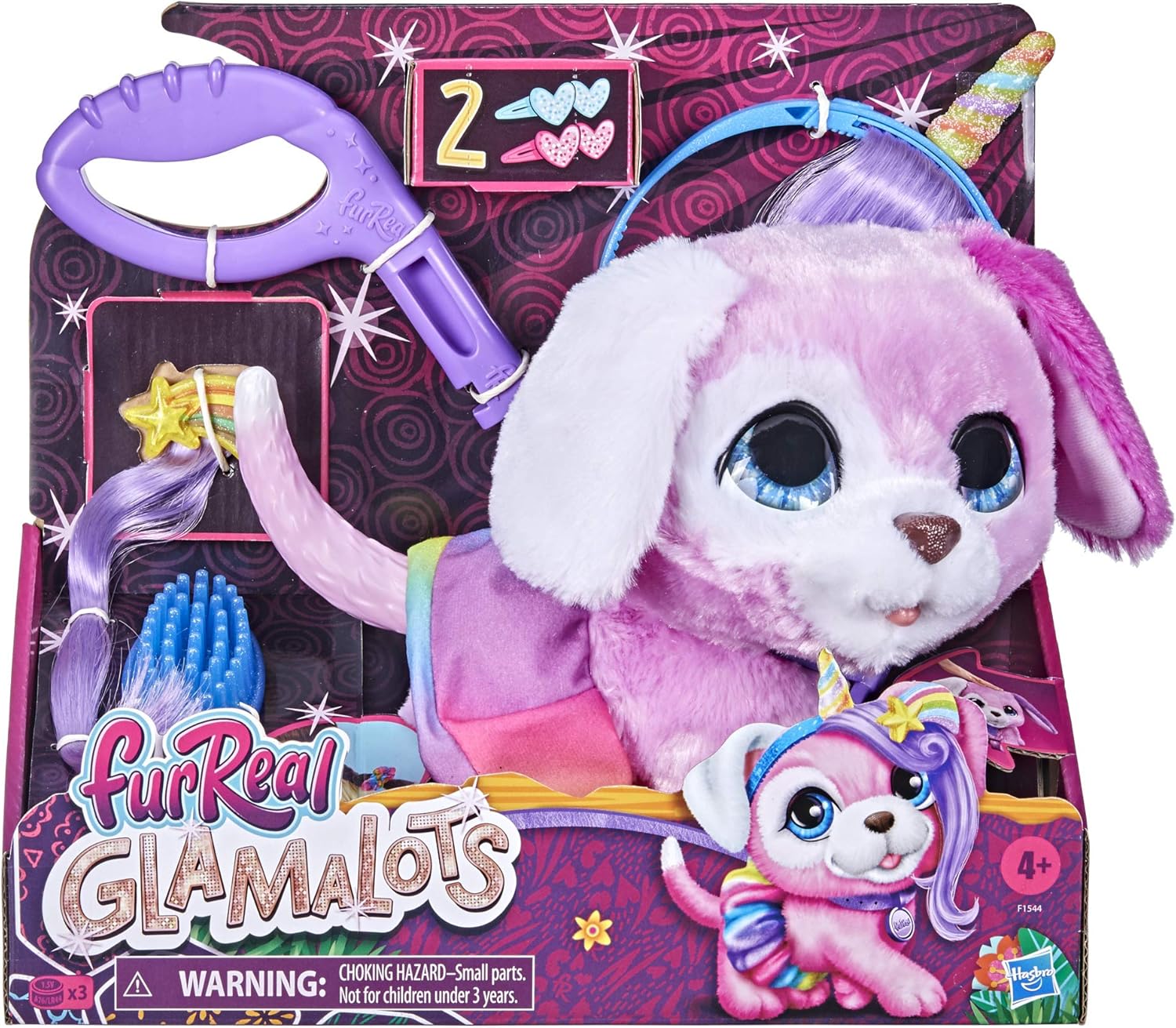 furReal Glamalots Interactive Pet Toy - Groom, Style & Walk with Sounds, 7 Accessories, Ages 4+ 1