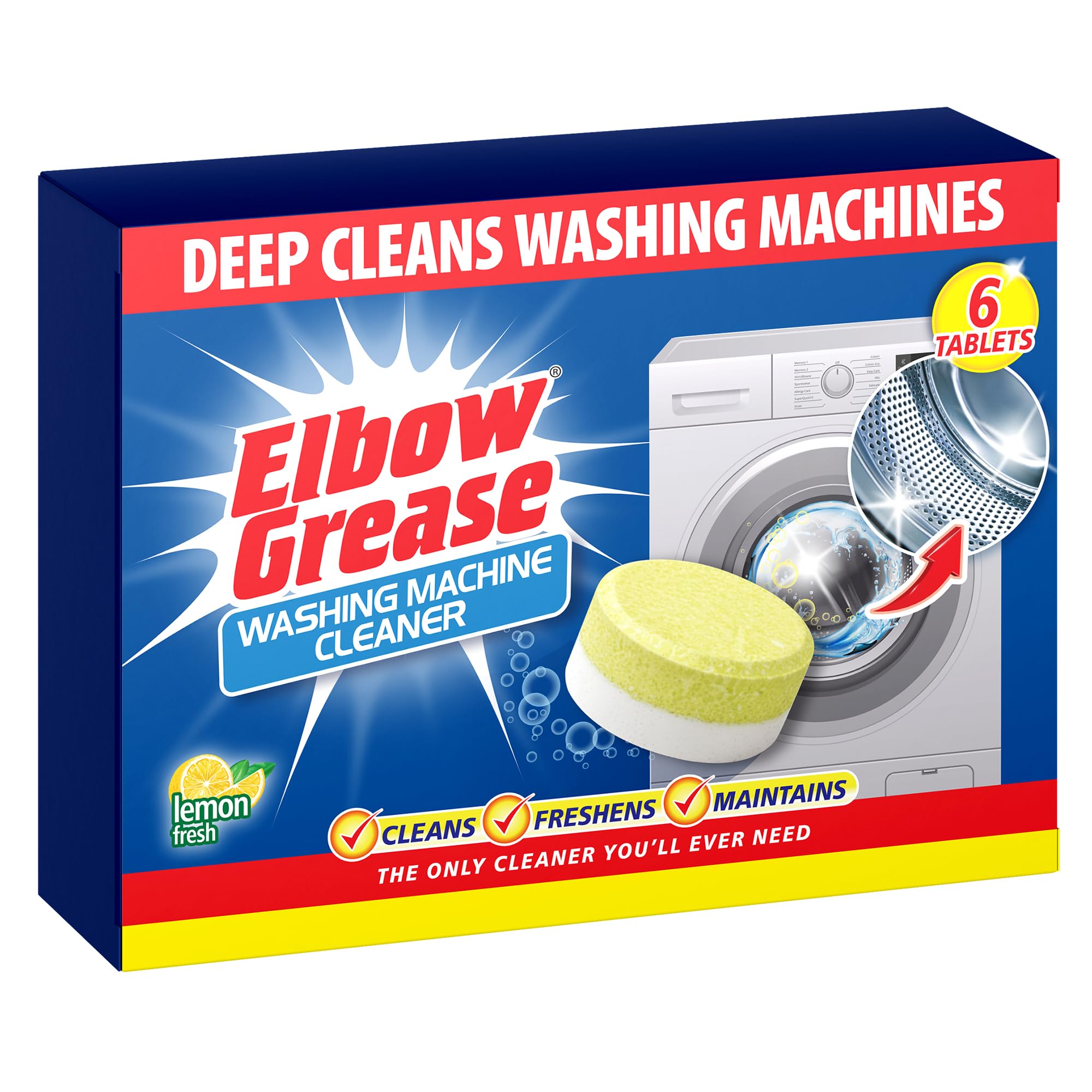 Elbow Grease Washing Machine Cleaner Tablets - Cleans Odors, Limescale & Build-up | 6 Tablets 1