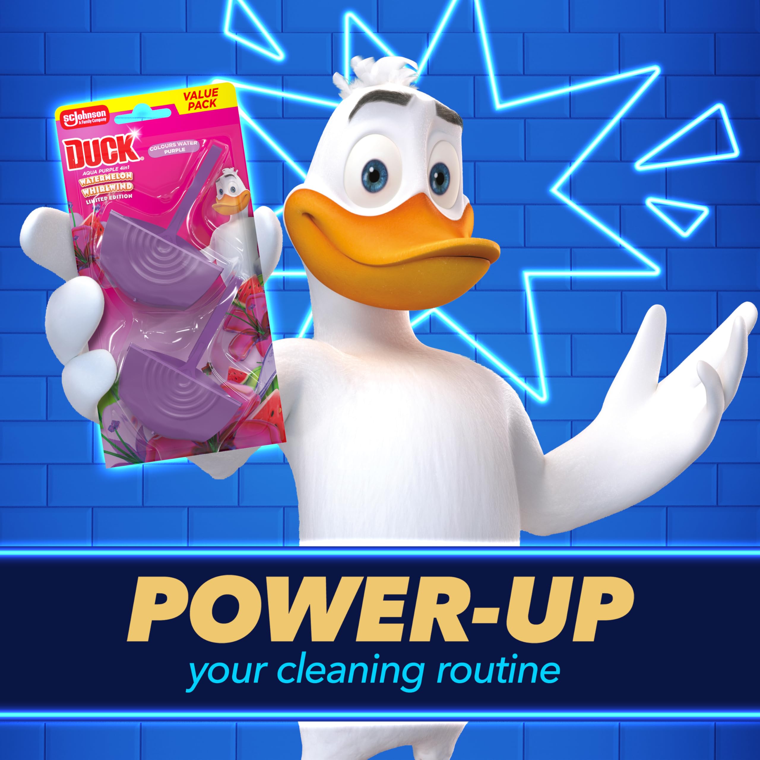 DUCK Watermelon Whirlwind Rim Block Toilet Cleaner - Foaming Action, Purple Color, Anti-Limescale | 2 Count