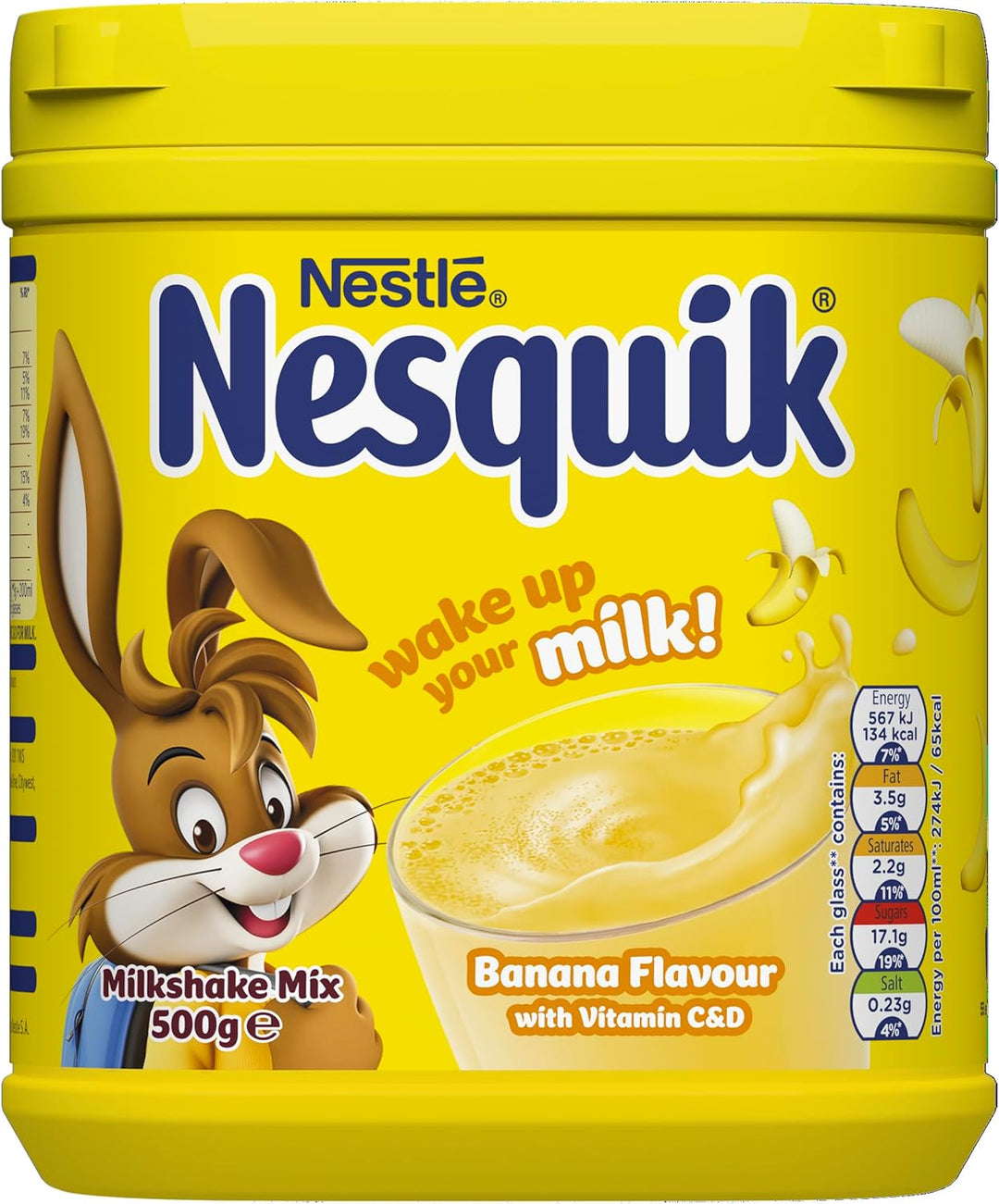 Nesquik Banana Milkshake Mix 500g - Gluten Free Powder with No Artificial Colours or Flavourings