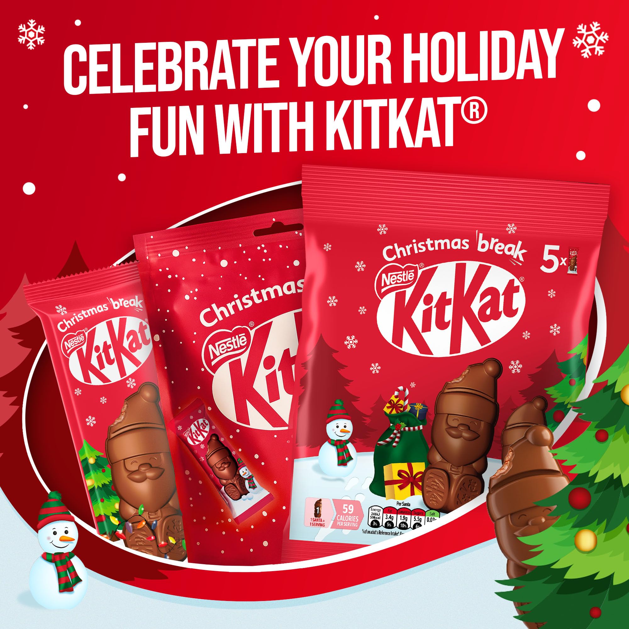 KitKat Pouch Santa 55g - Gluten Free Milk Chocolate Santas with Crispy Wafer 15
