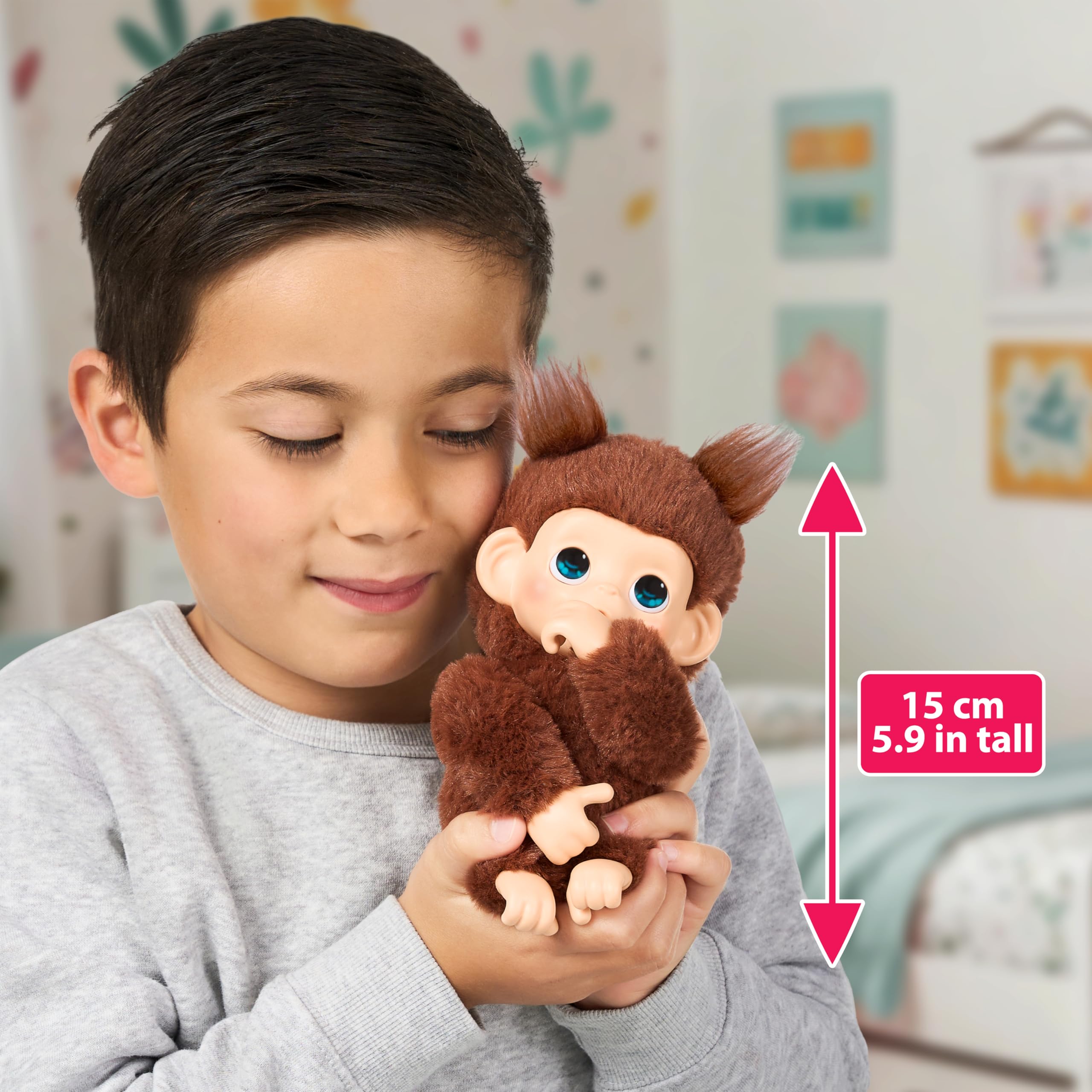 Little Live Pets Baby Monkey Minis - Chikki Cherry Interactive Plush Toy | 20+ Sounds | 7.4in Tall 7