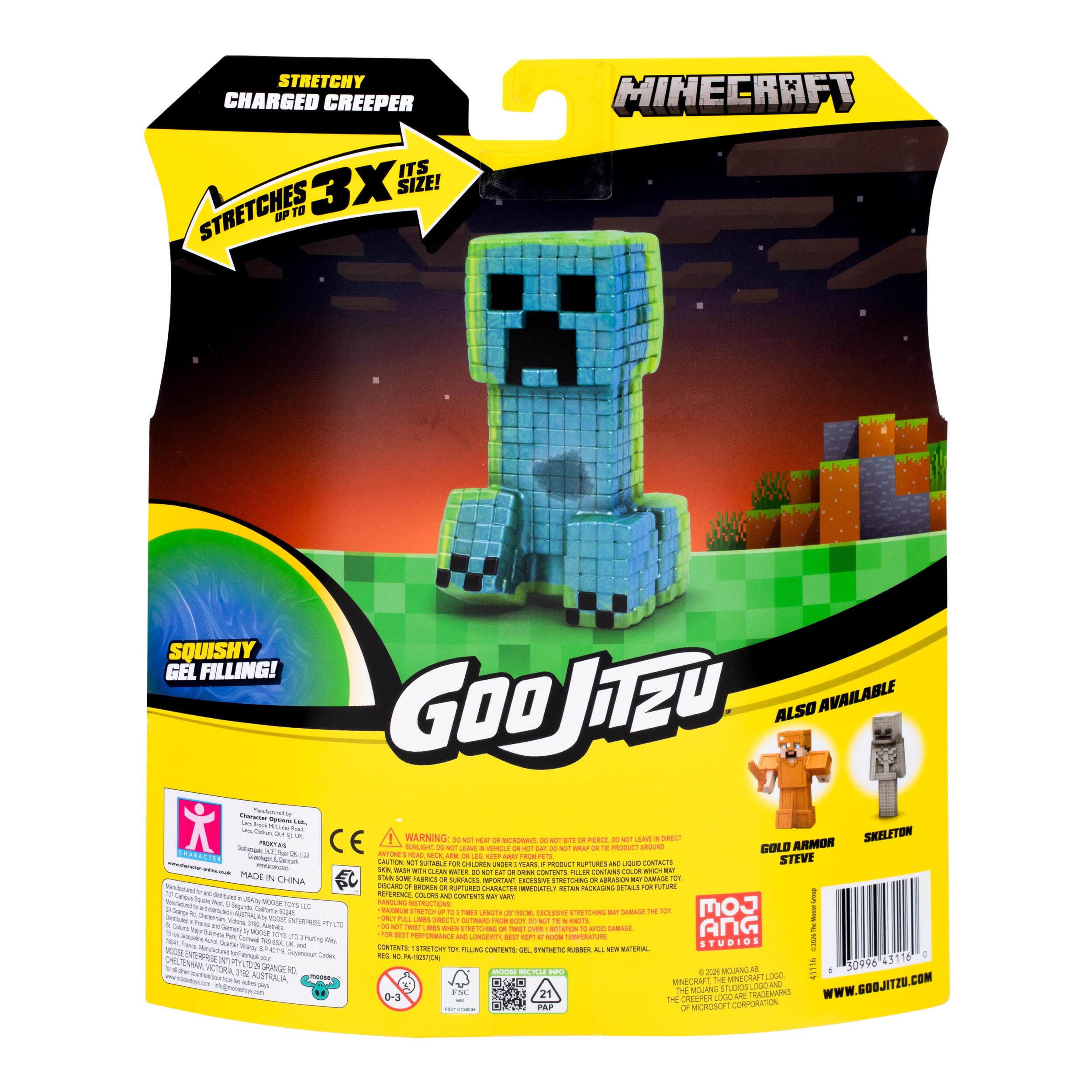 Heroes of Goo Jit Zu Minecraft Creeper Stretchy Figure | Stretches 3x Size | Hidden Gunpowder Piece