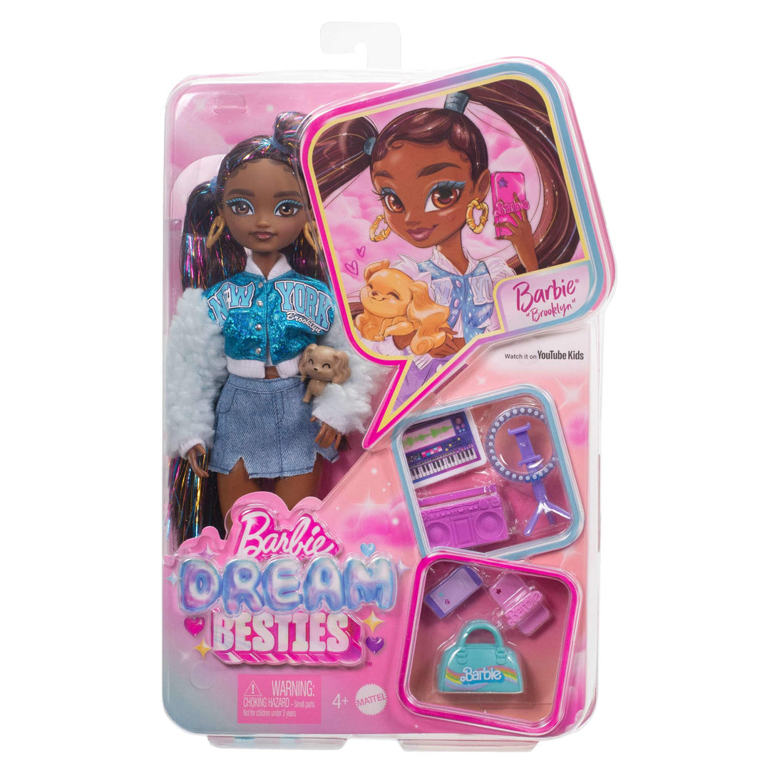 Barbie Dream Besties Playset - Brooklyn Doll with 9 Music Accessories, Posable Fashion Doll for Kids