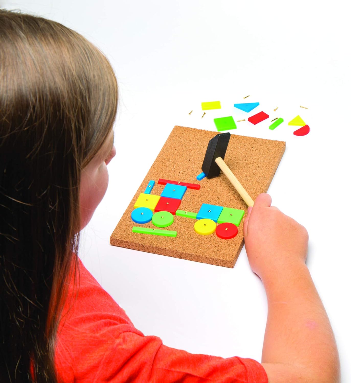 Baker Ross AR298 Tap a Picture Art Kit for Kids, Cork Board Craft Set with Hammer, Tacs & Shapes 3