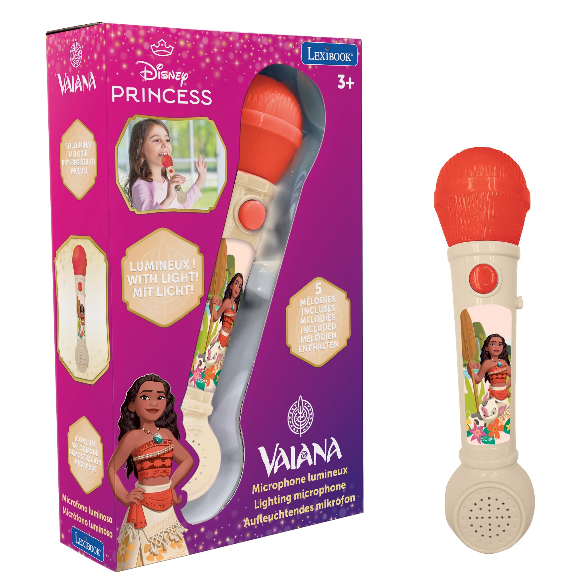 LEXIBOOK Moana Lighting Microphone - Musical Toy with Built-in Speaker & Light Effects 1