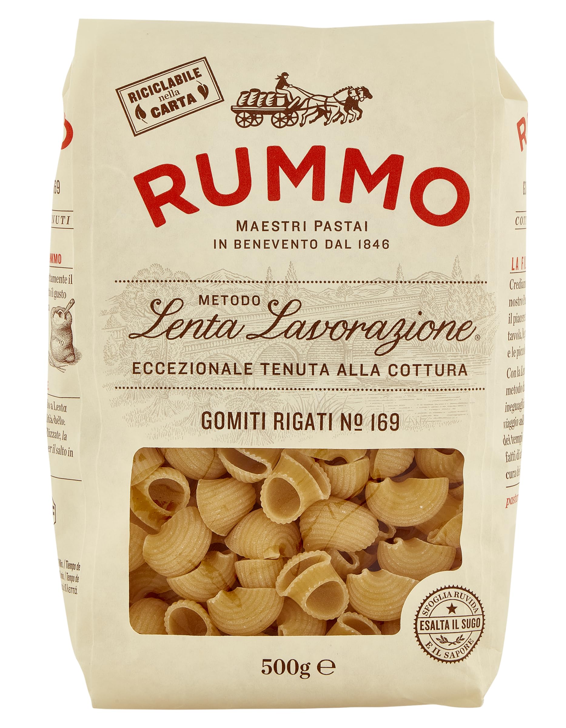 Rummo Gomiti Rigati No.169 Pasta - Authentic Italian Short Pasta | 500g