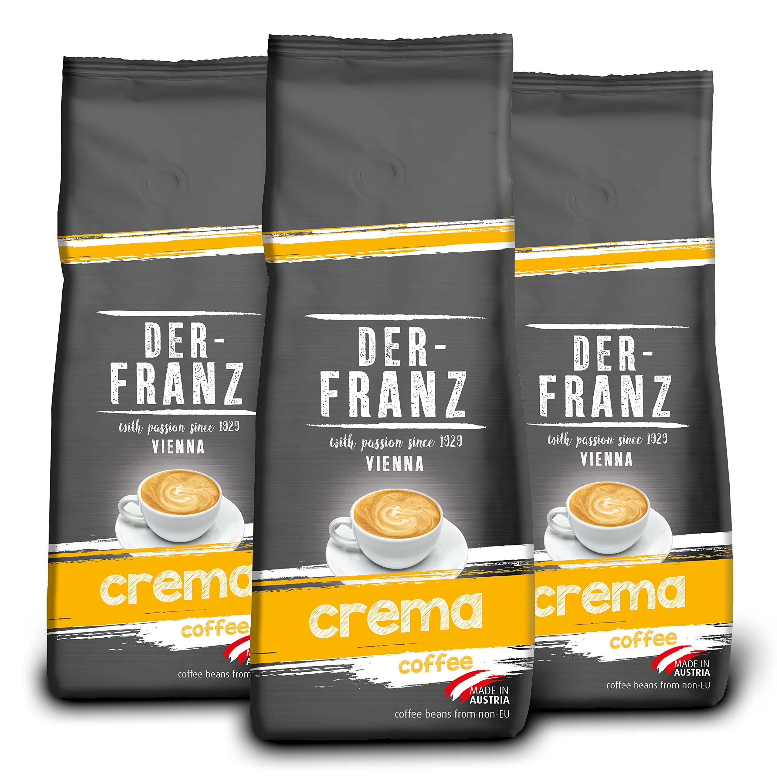 Der-Franz Crema Whole Coffee Beans - 100% Arabica | Intensity 4 | 3 x 500g Pack 1