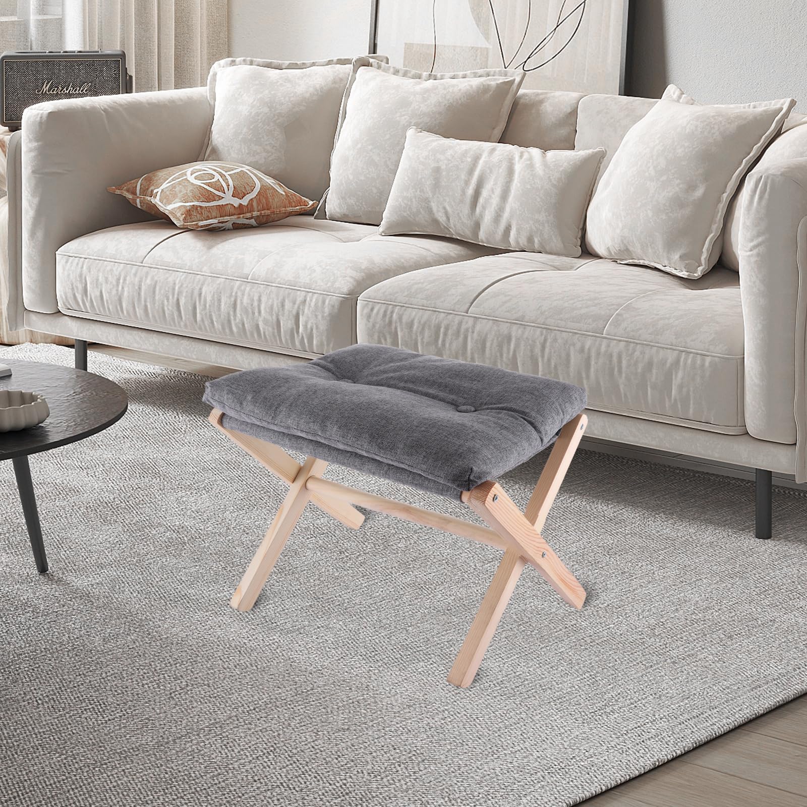 ASelected 40 cm Folding Footrest Stool - Wood Footstool for Living Room, Bedroom, Office 12