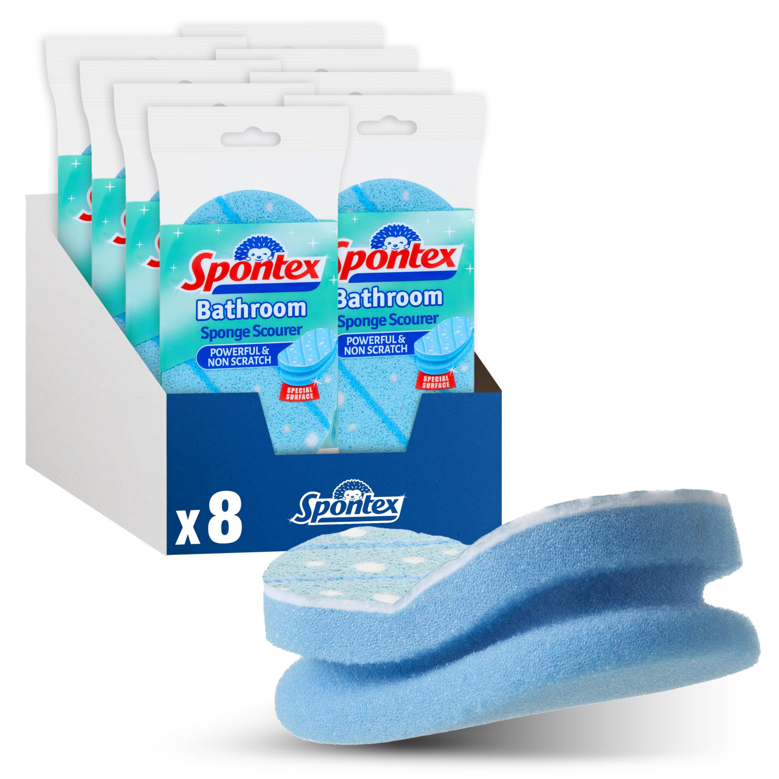 Spontex Bathroom Sponge Scourer - Non-Scratch Scrubbing Bands | 8 Count Pack 1