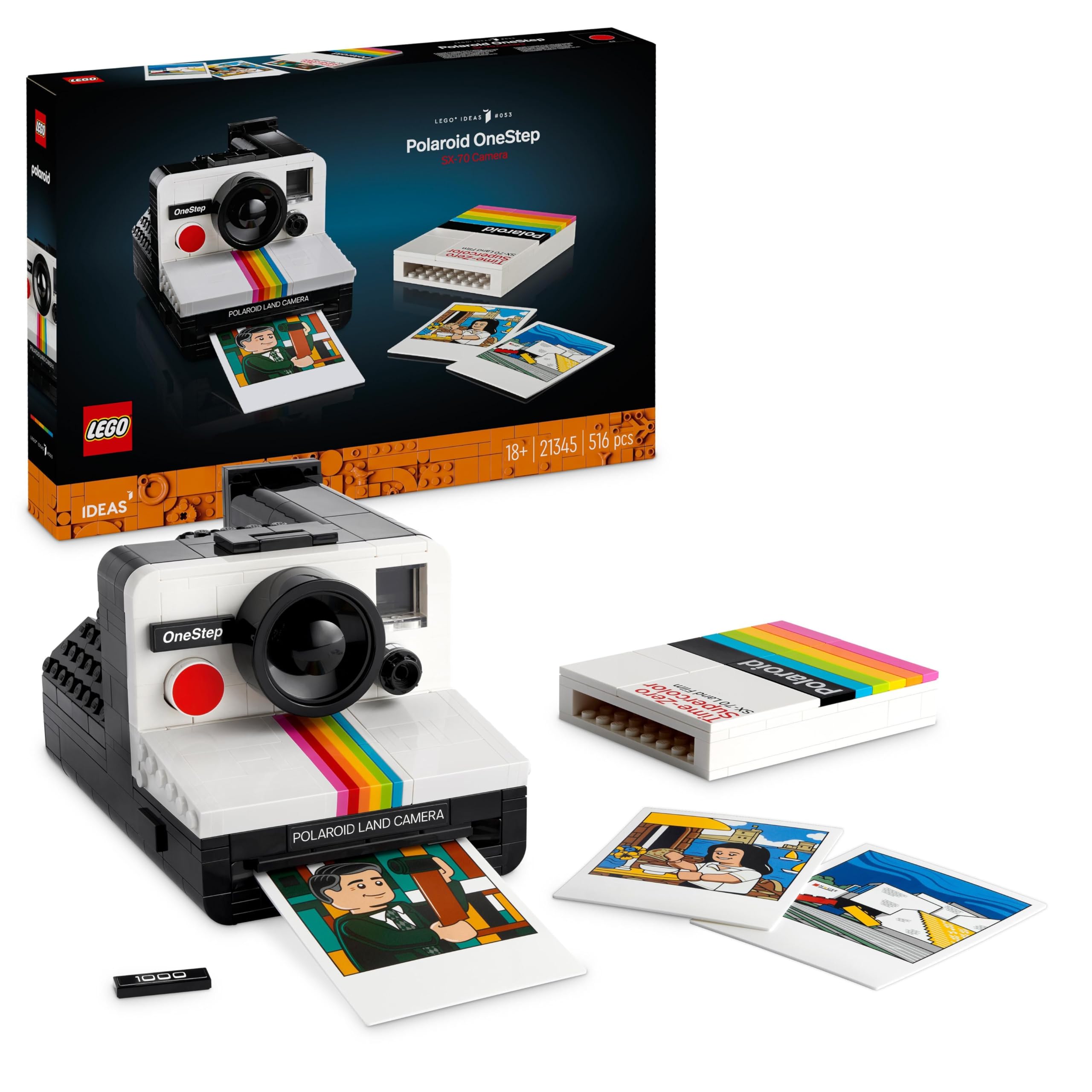 LEGO Ideas Polaroid OneStep SX-70 Camera Building Set 21345 | 516 Pieces | Age 18+
