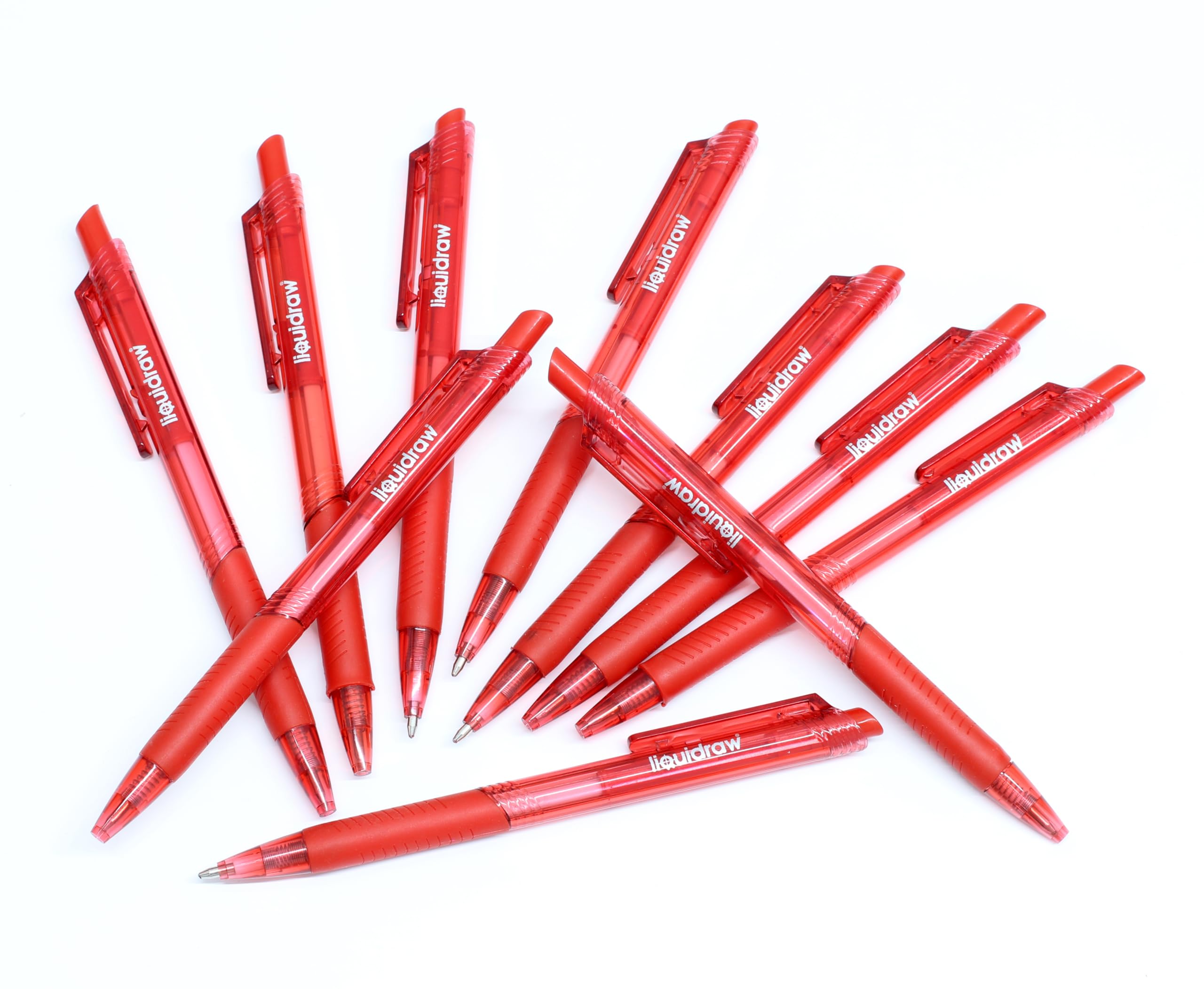 Liquidraw Red Ballpoint Pens - Pack of 10 | 1.0mm Medium Tip | Retractable Click Action 3