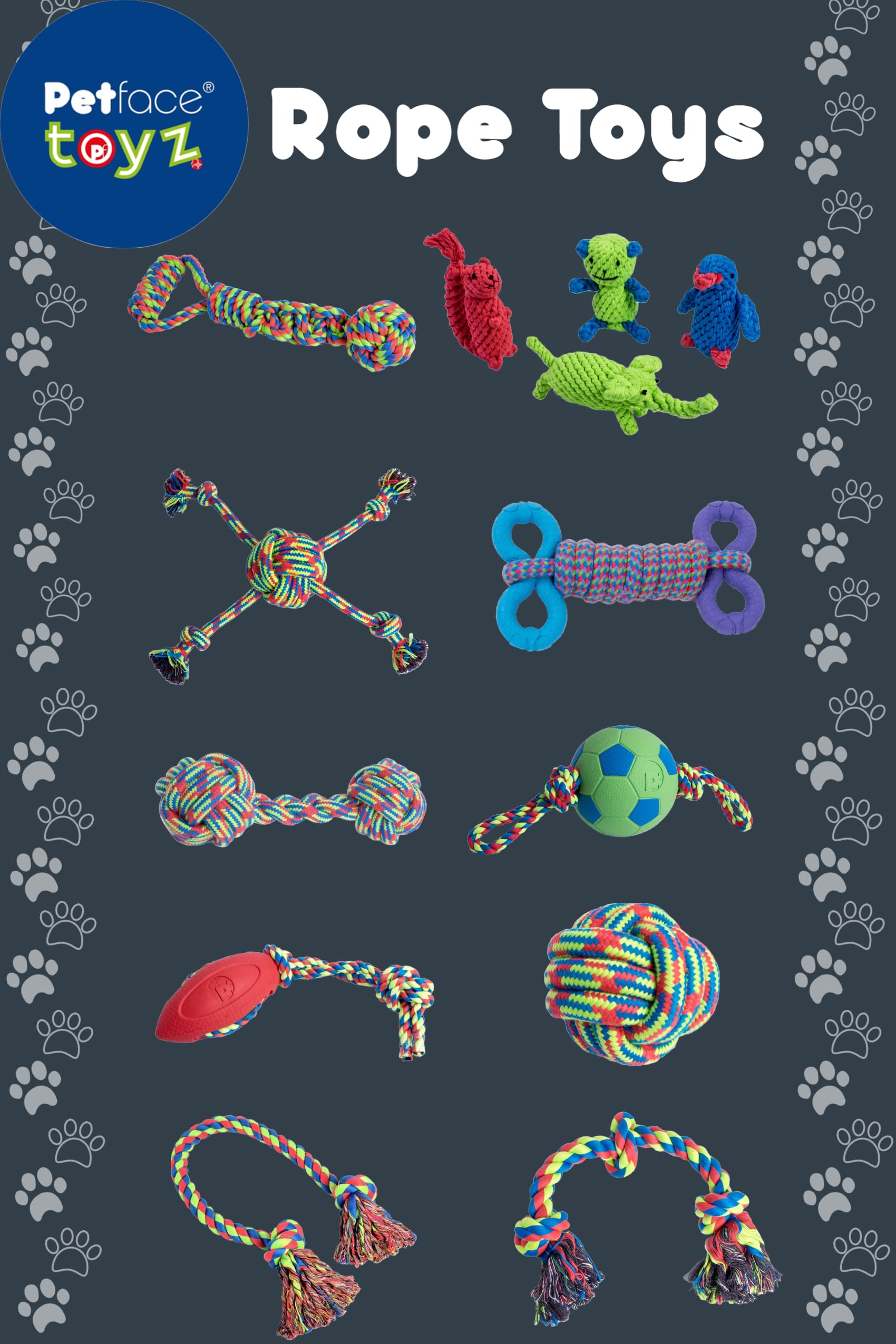 Petface Toyz Rope Ball Tugger Dog Toy for Medium & Large Breeds | Durable Synthetic 6