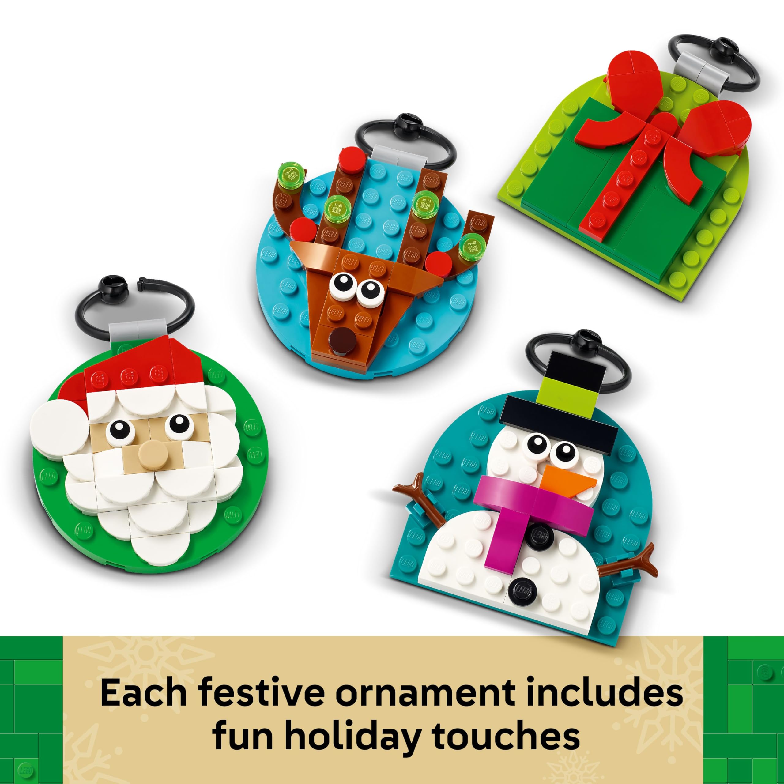 LEGO Christmas Ornament Selection - Building Toy with 4 Festive Hanging Decorations for Kids 6+ 5