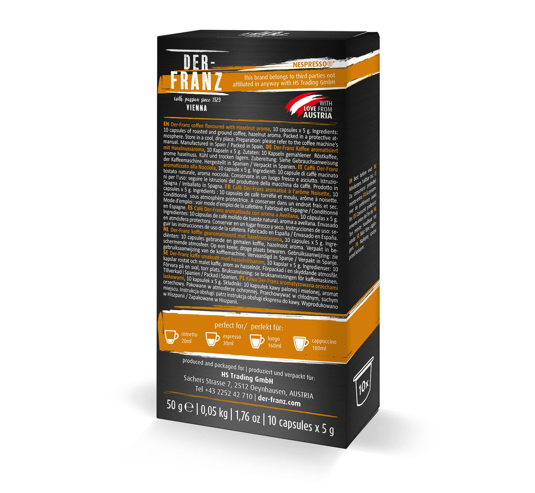 Der-Franz Nespresso Compatible Coffee Capsules - Hazelnut Aroma, 10 Capsules
