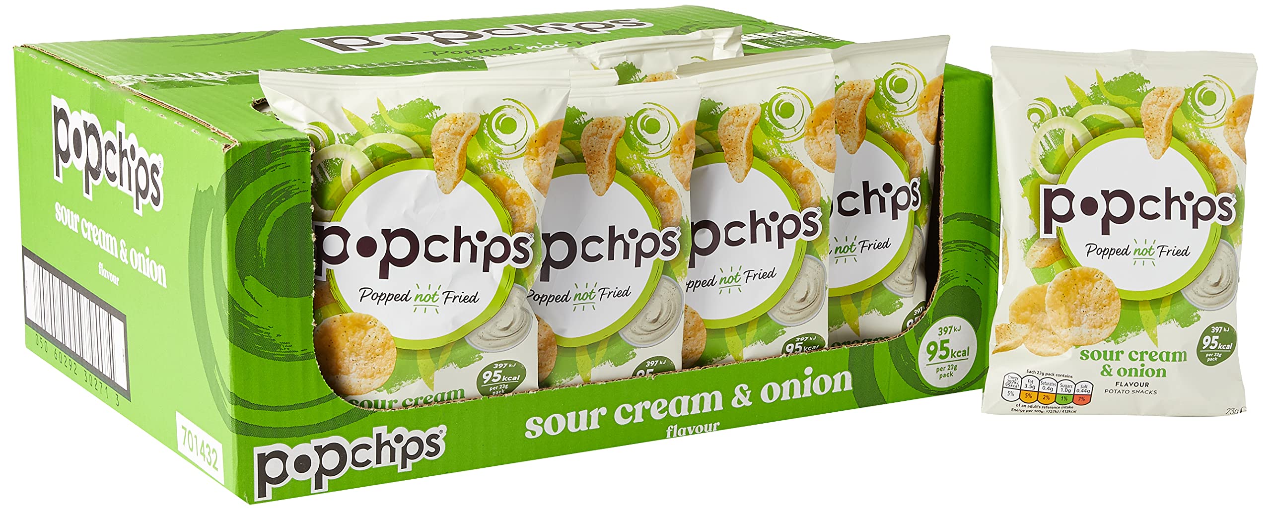 Popchips Sour Cream and Onion Popped Potato Chips - 24 Pack of 23g Bags | Less Than 100 Calories 1