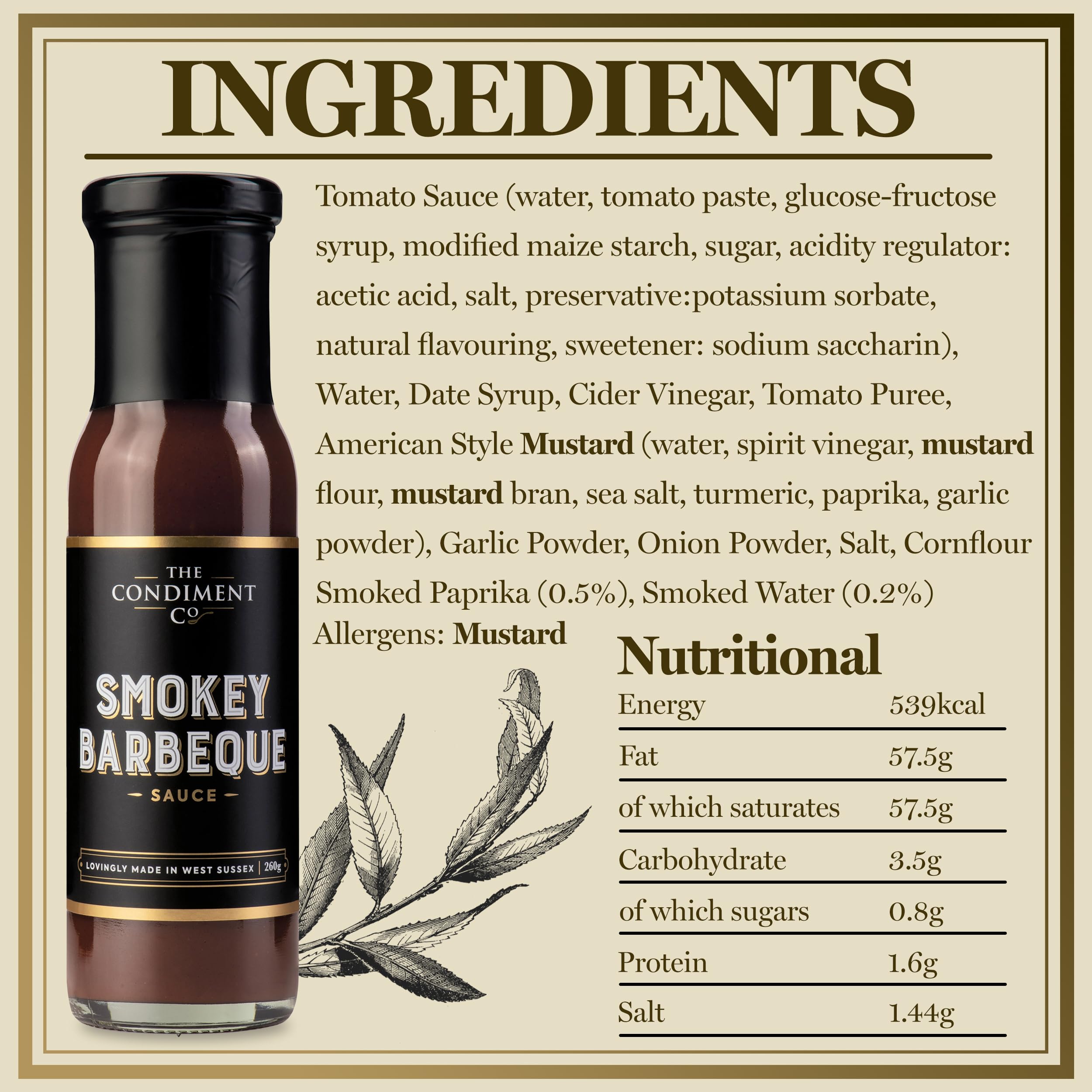 The Condiment Company Smokey Barbecue Sauce - Rich Sweet Smokey Flavour | Vegan & Gluten-Free | 260g 3