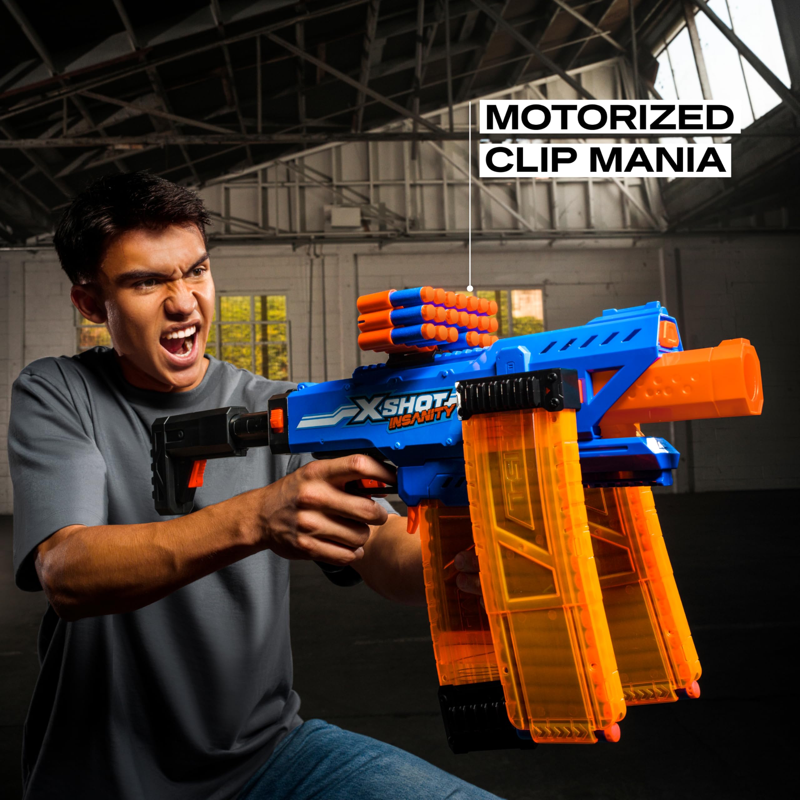 XSHOT Insanity Motorized Clip Mania Dart Blaster with 72 Darts | Fires up to 30m 2