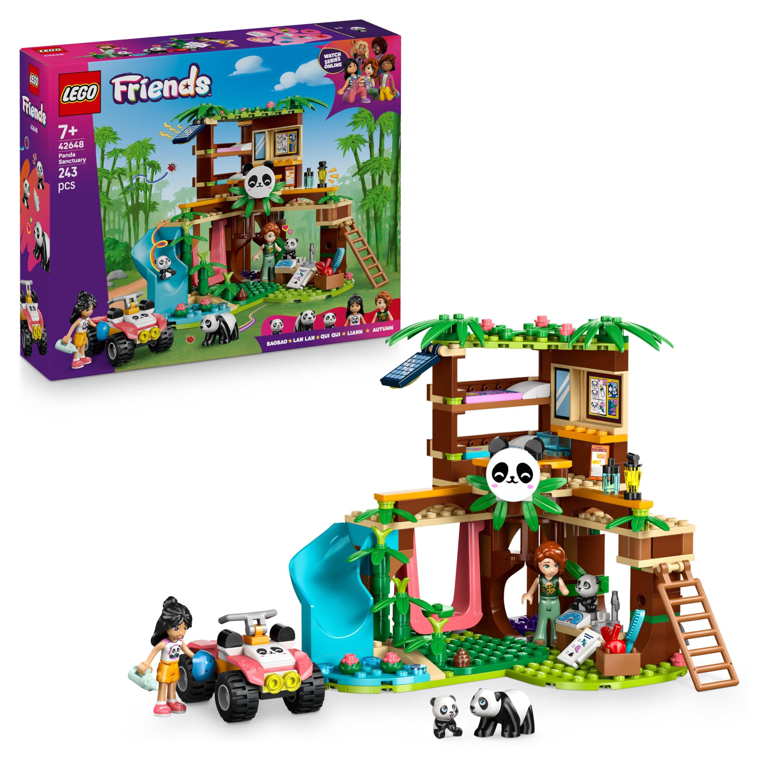 LEGO Friends Panda Sanctuary Animal Care Toy 42648 | Ages 7+ | Includes Tree House & Quad Bike