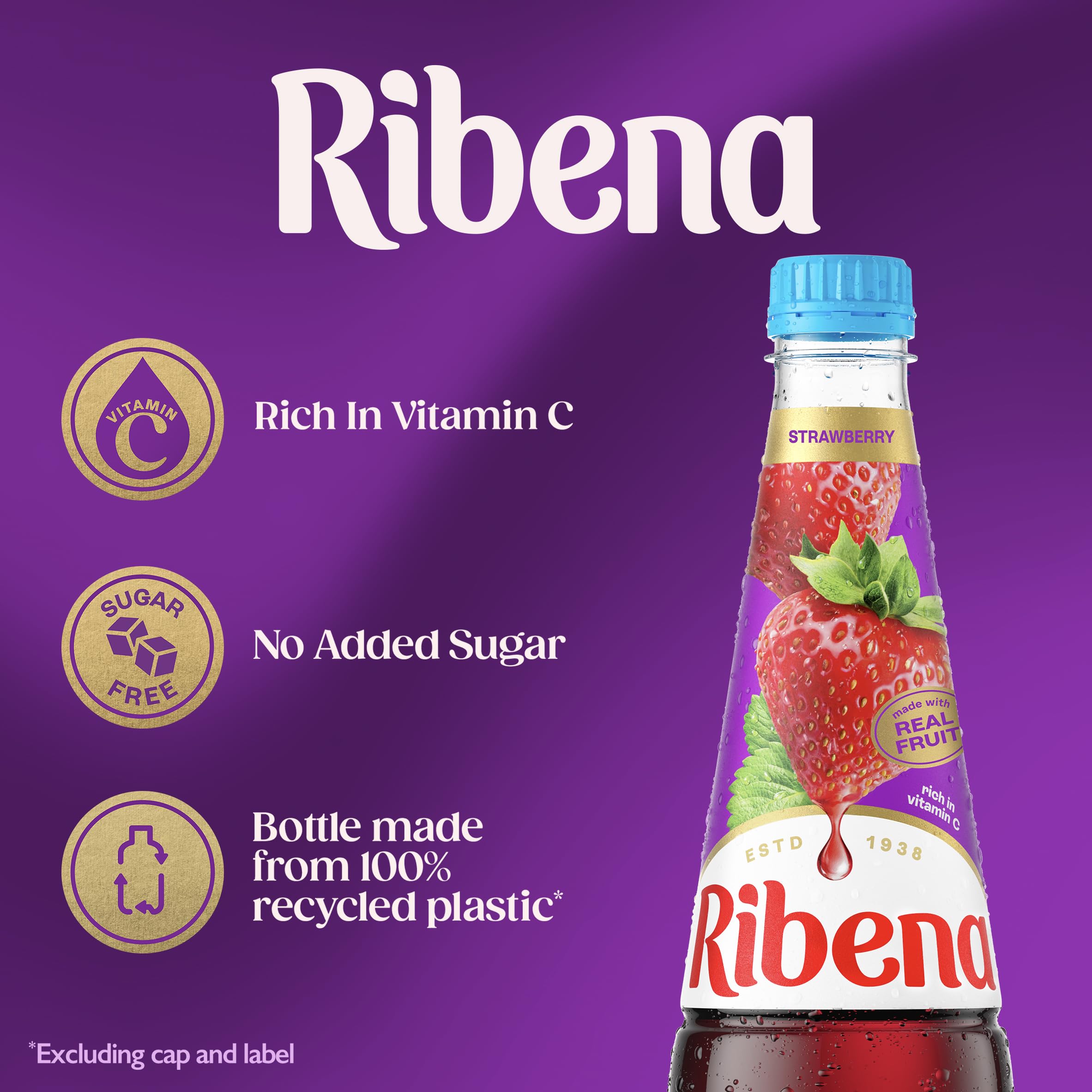 Ribena - Strawberry Squash No Added Sugar 850ml 6