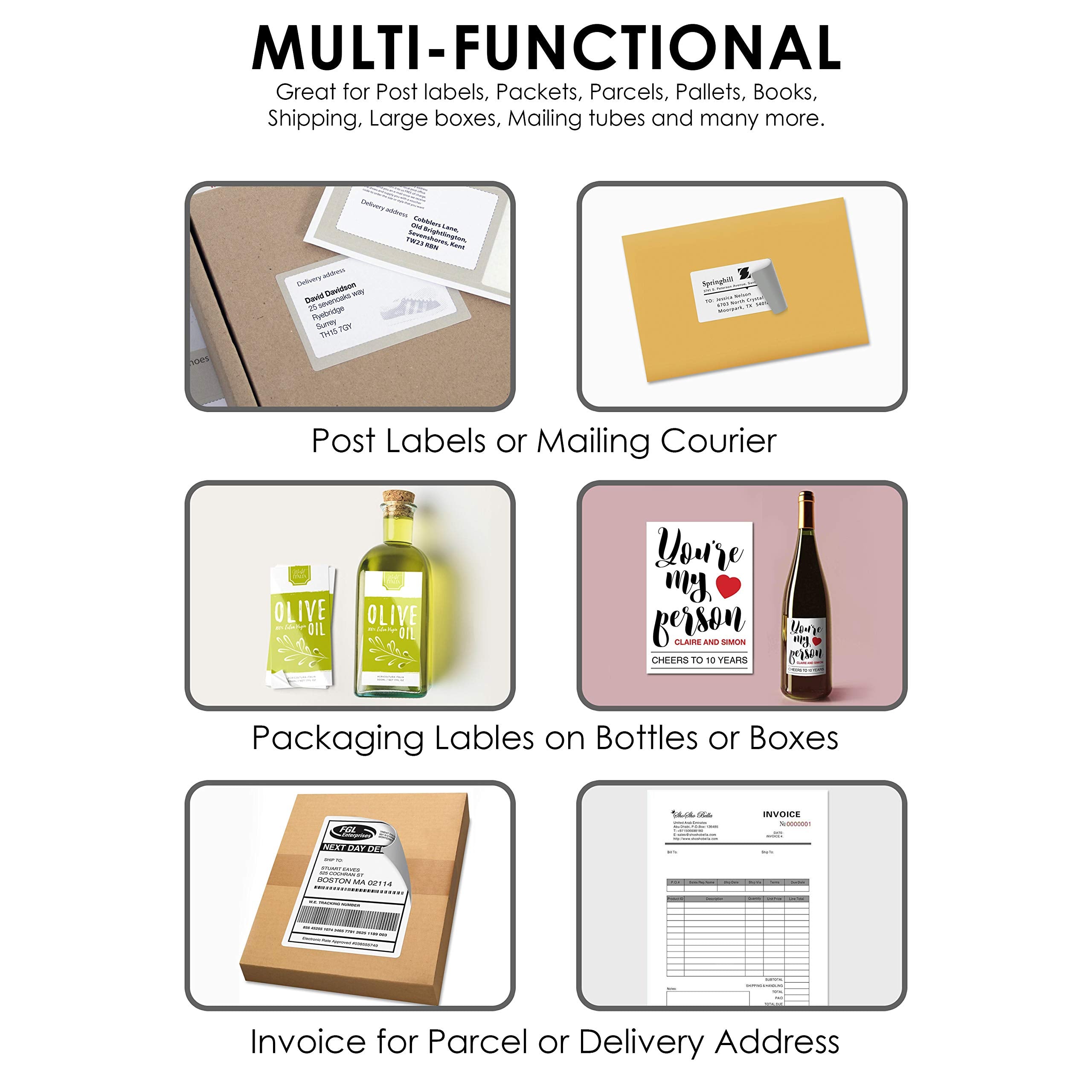 iSOUL Printable Printer Labels - 1 Label Per A4 Sheet, 50 Sheets Matte Self Adhesive Paper for Inkjet/Laser 6