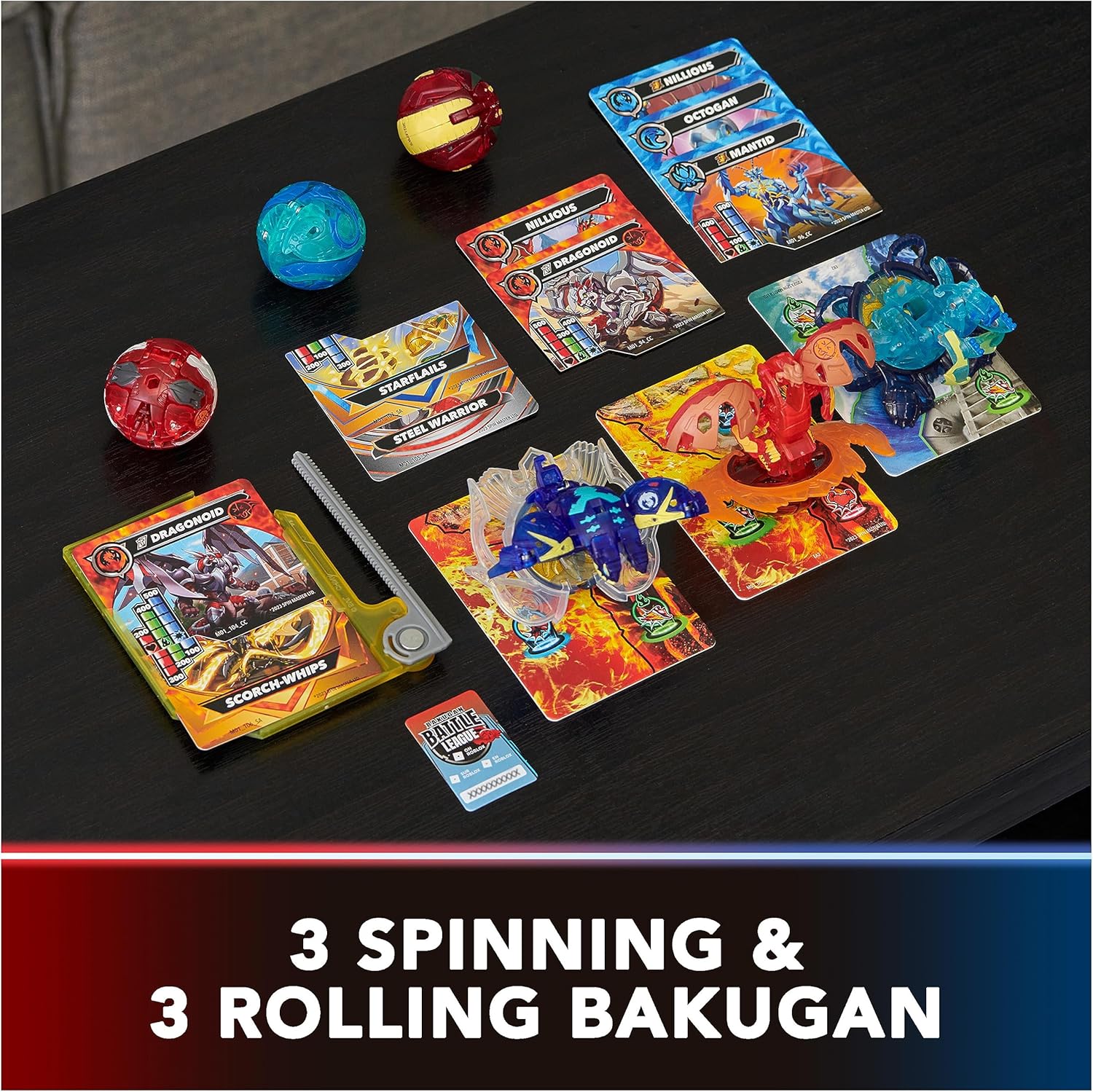 BAKUGAN Ultimate 6-Pack - Spinning Attack Dragonoids, Titanium & Core Balls for Kids 6-8 12