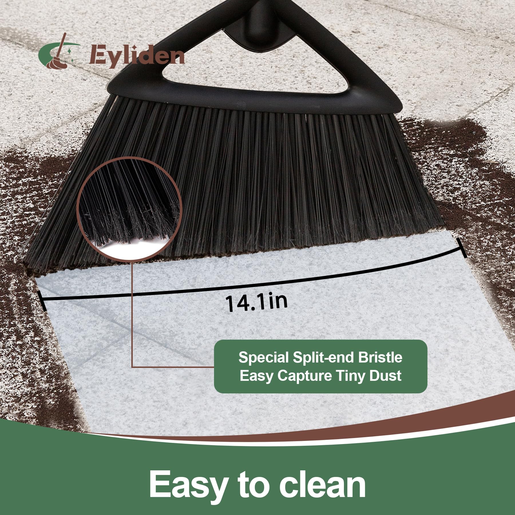 Eyliden Heavy Duty Angle Broom with Long Handle - 57.48 Inch Commercial Broom for Indoor & Outdoor Cleaning 5