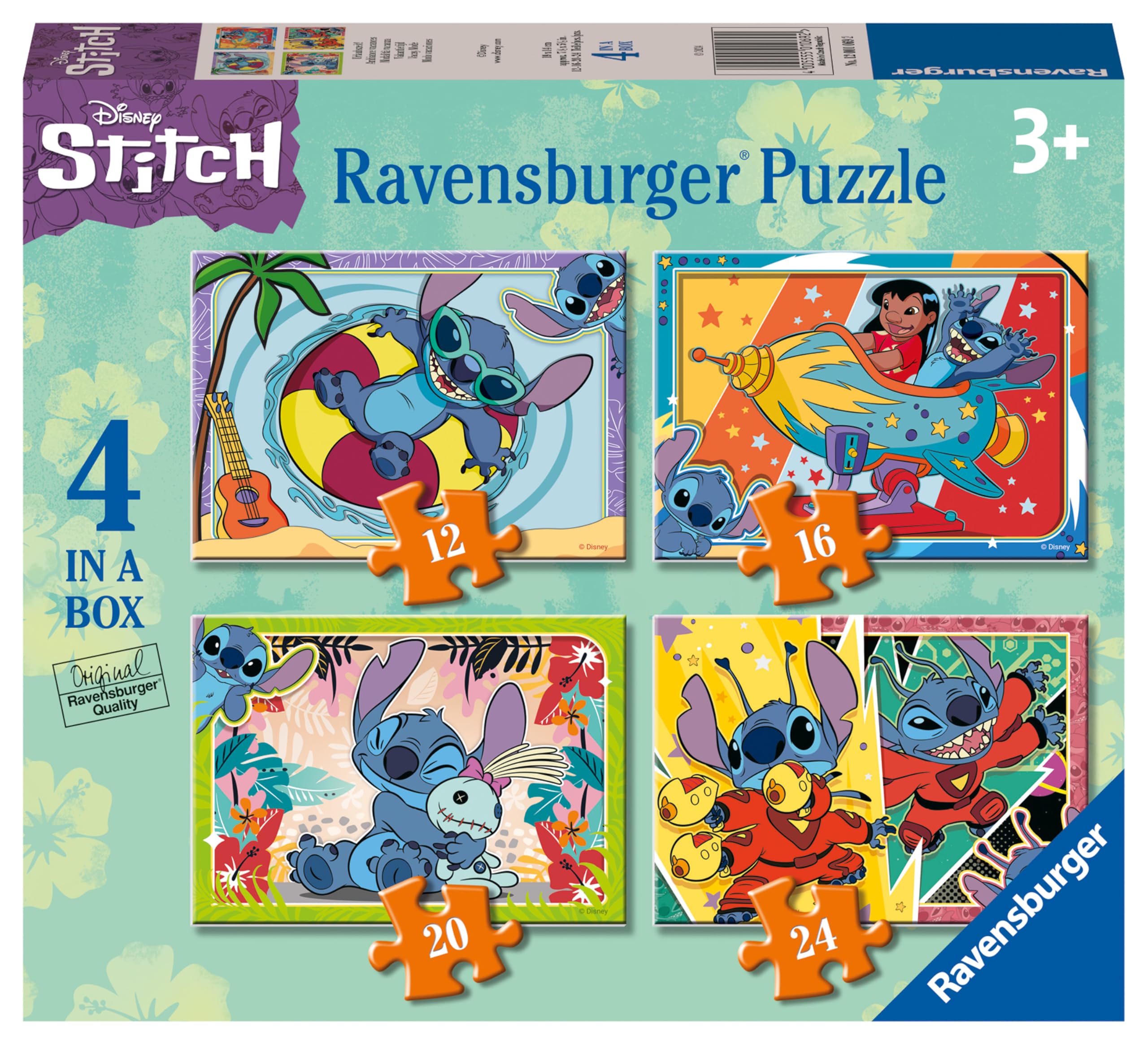 Ravensburger Disney Stitch Progressive Jigsaw Puzzles Set (4 Puzzles) for Ages 3+