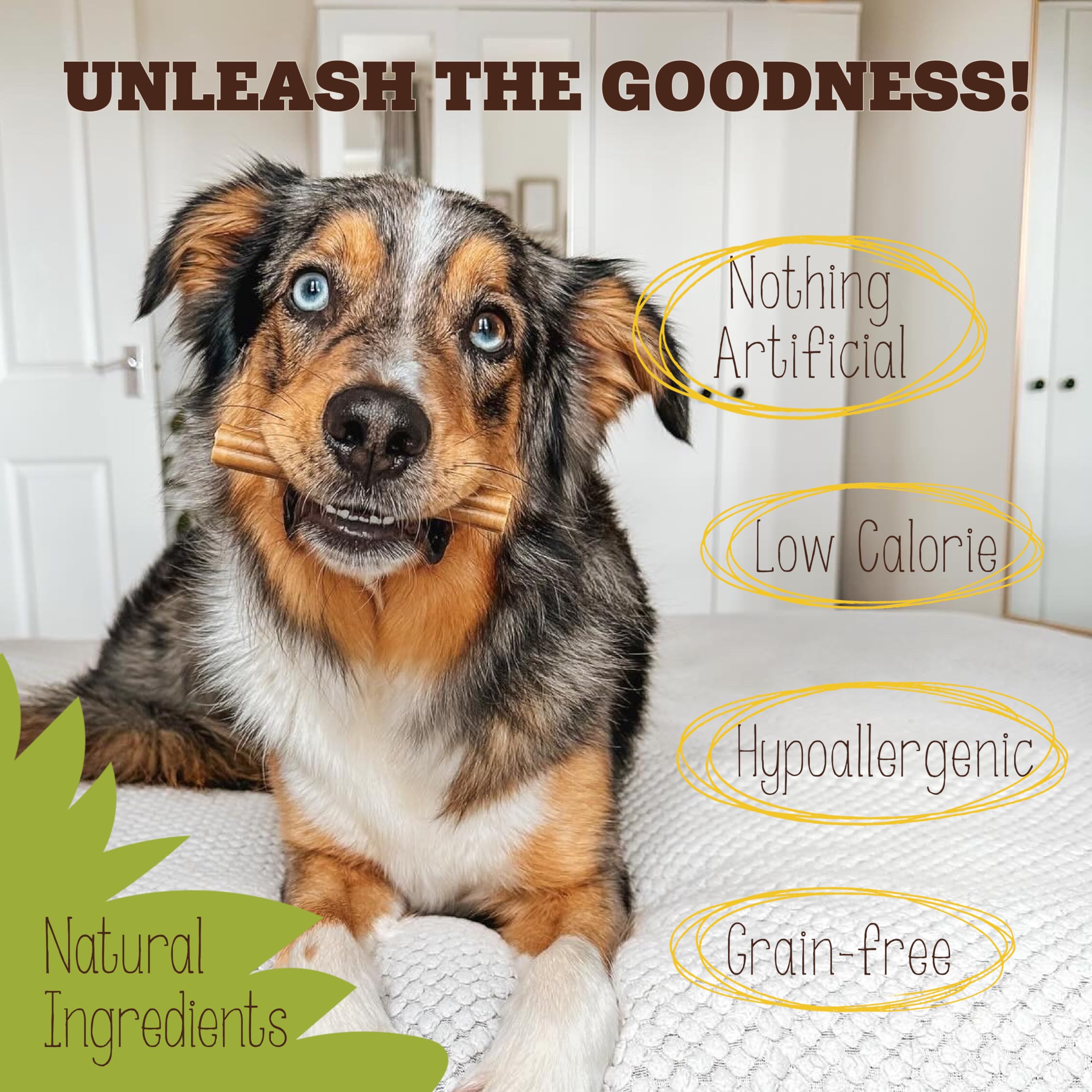 Soopa Grain Free Banana & Peanut Butter Dental Dog Treats - 4 Sticks | Low Fat 4