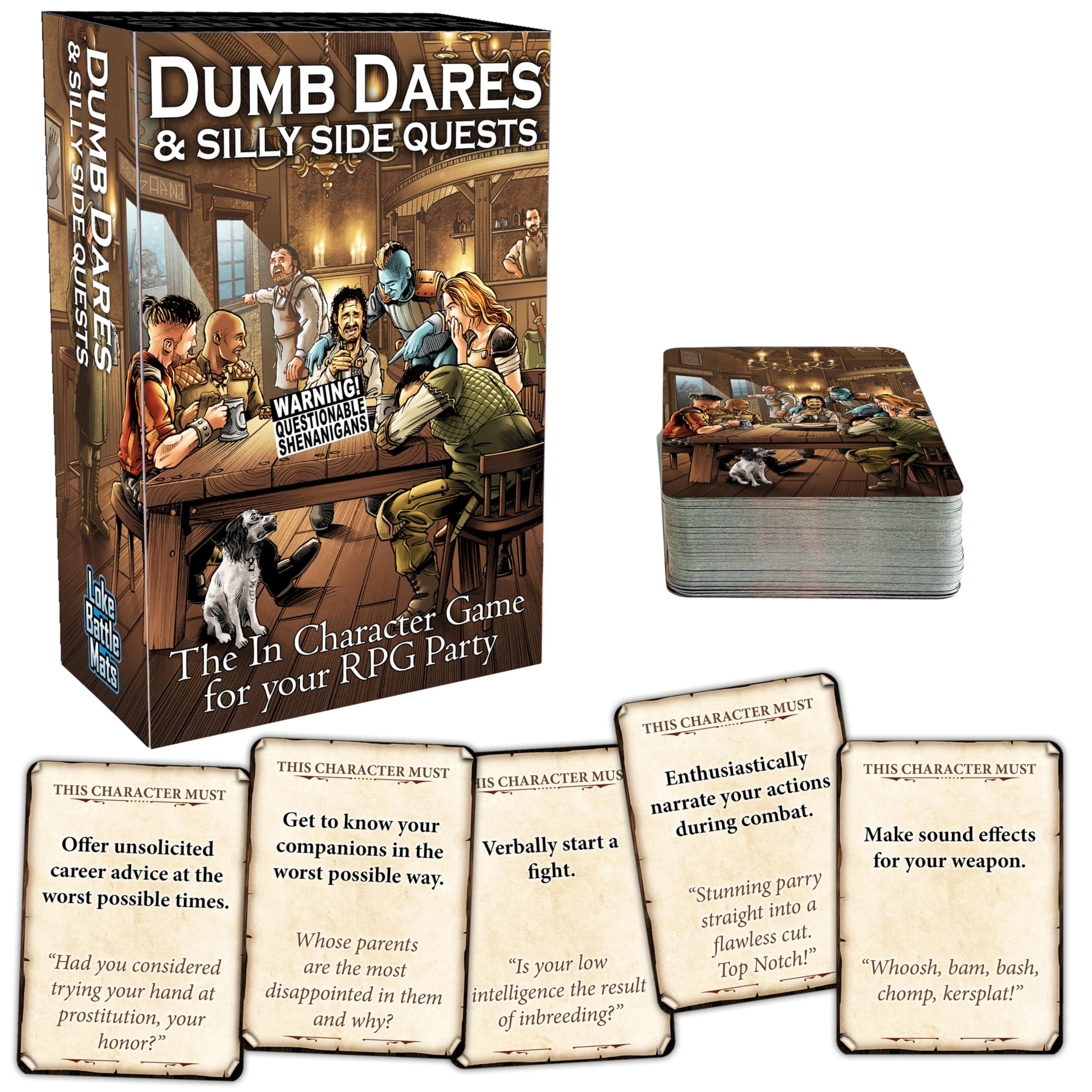Loke BattleMats Dumb Dares & Silly Side Quests RPG Party Game | Cardboard | Multicolor 3