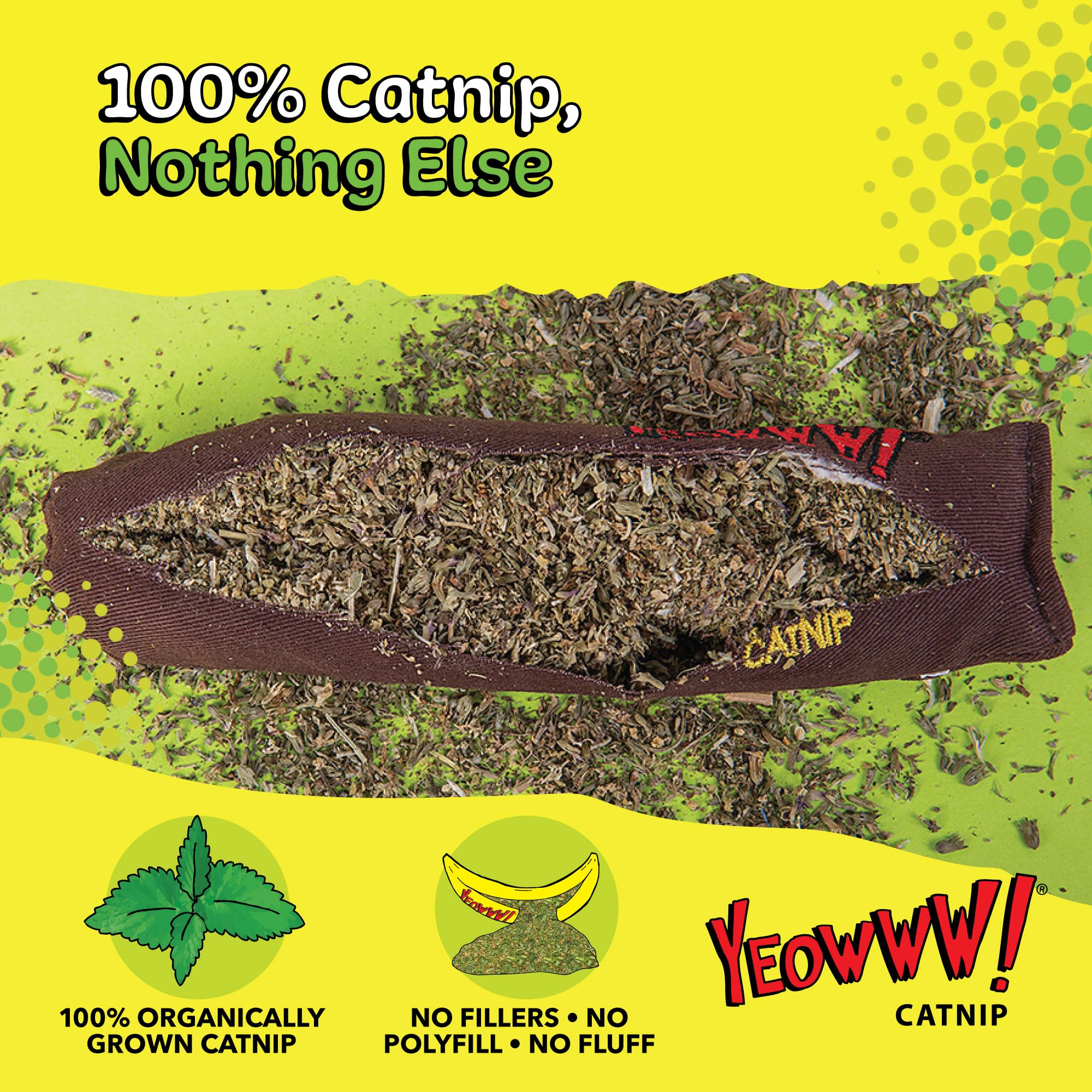 YEOWWW Cigar Singles Cat Toy - 100% Organic Catnip Filling | Heavy Duty Cotton