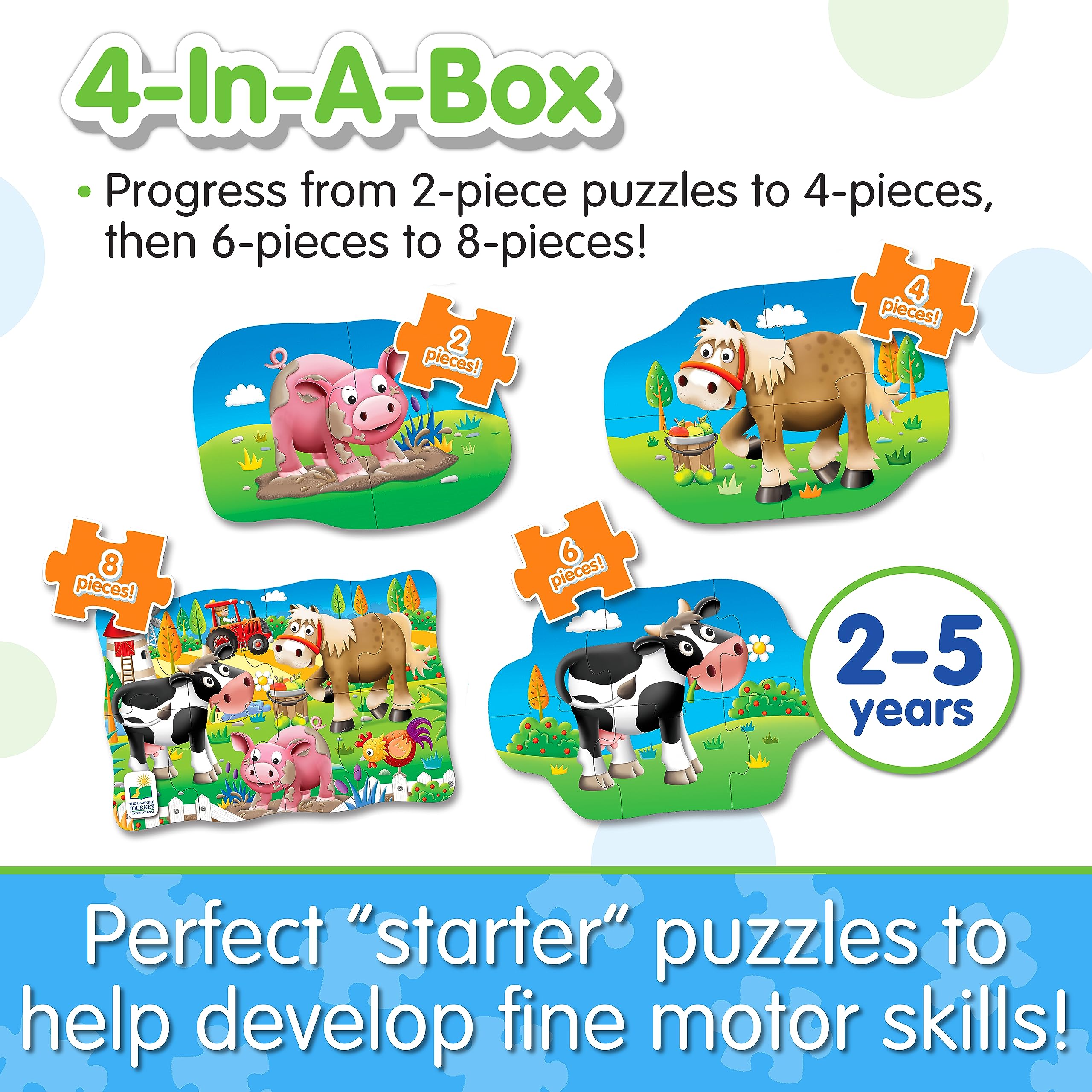 The Learning Journey Farm My First Puzzle Sets - 4 Progressive Puzzles for Toddlers 2-5 Years 2