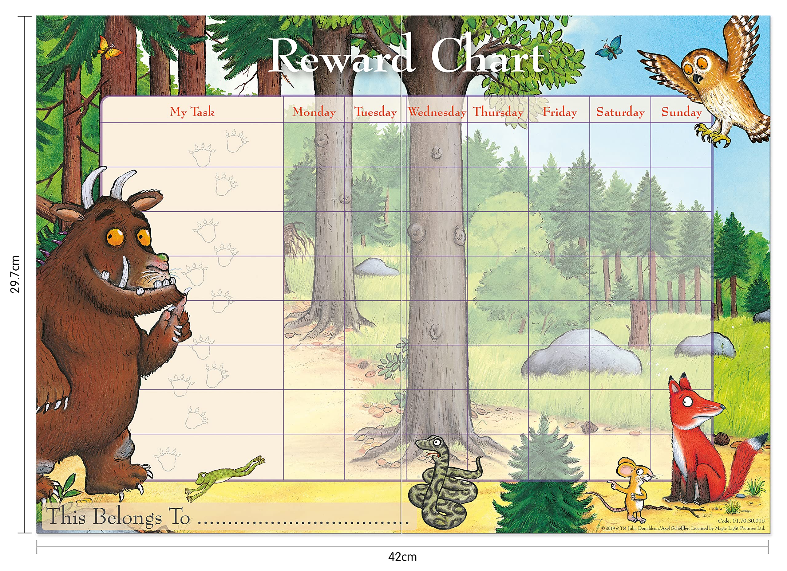 Paper Projects The Gruffalo Reward Chart with Reusable Sparkly Stickers | Multicolor | 29.7cm x 42cm 6