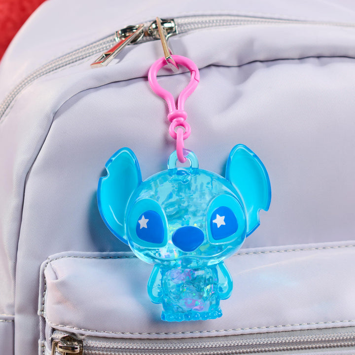 Just Play Disney Stitch Swirl-a-Stitch Clip-on Figure, 7.6 cm Liquid-Filled Glitter Toy with Colorful Beads