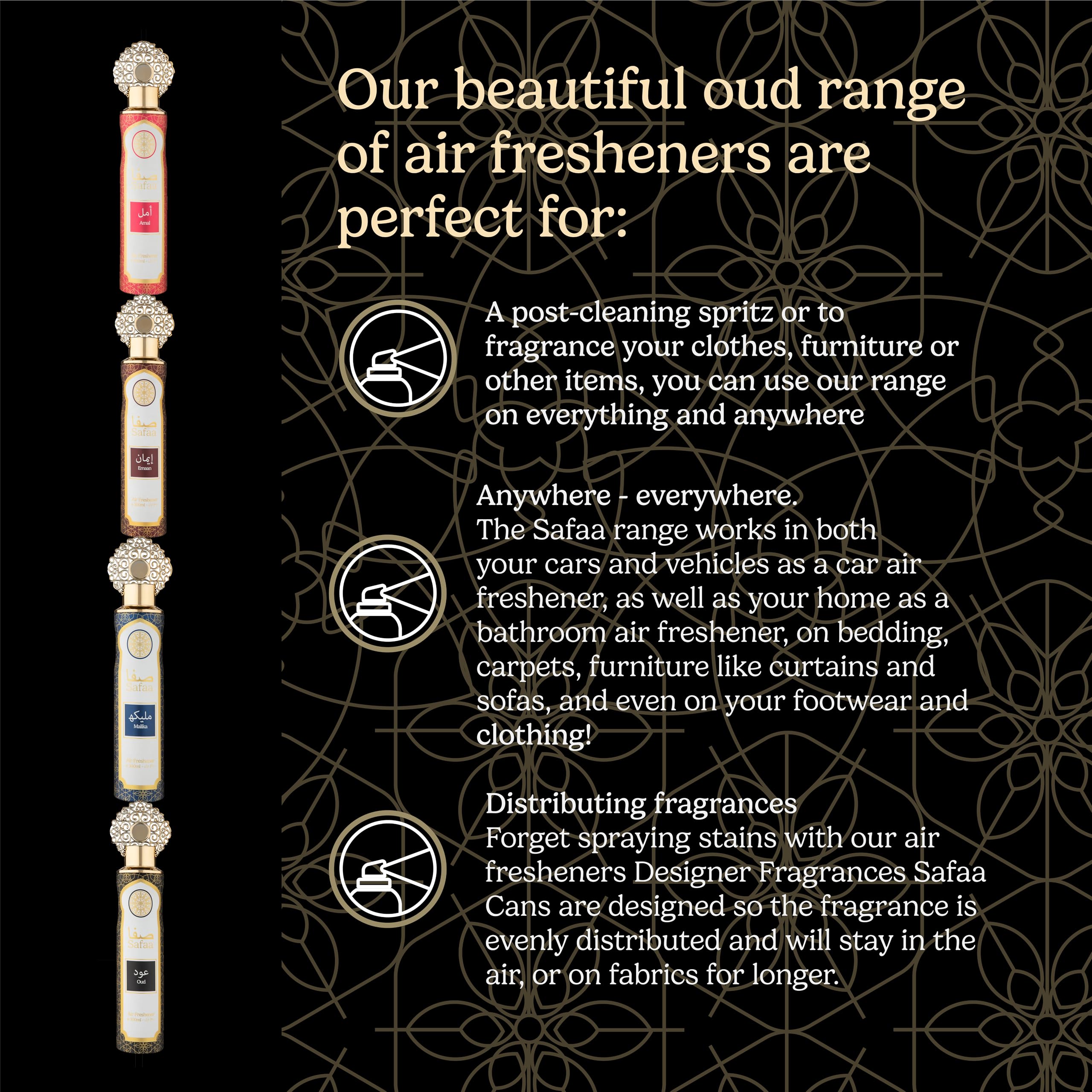 Designer Fragrances - Safaa 4 Pack Air Freshener Bundle (300ml x 4 Cans) 3