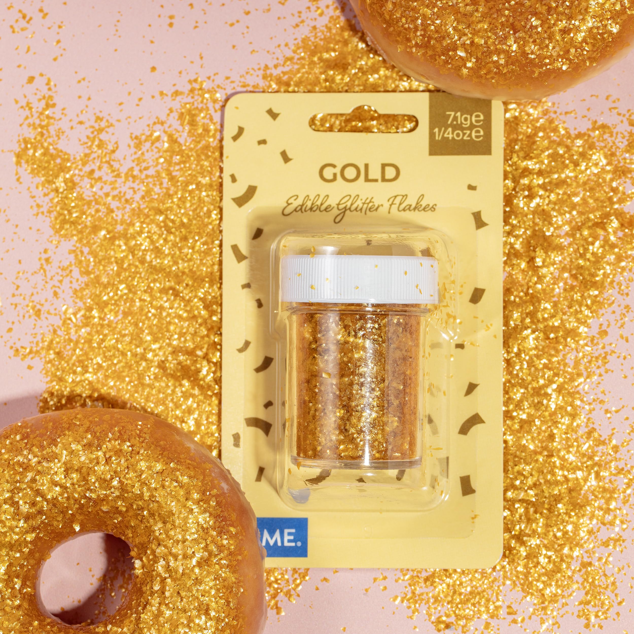 PME Gold Sparkling Glitter Flakes for Cake Decorating - 7g Jar, Pack of 2 4