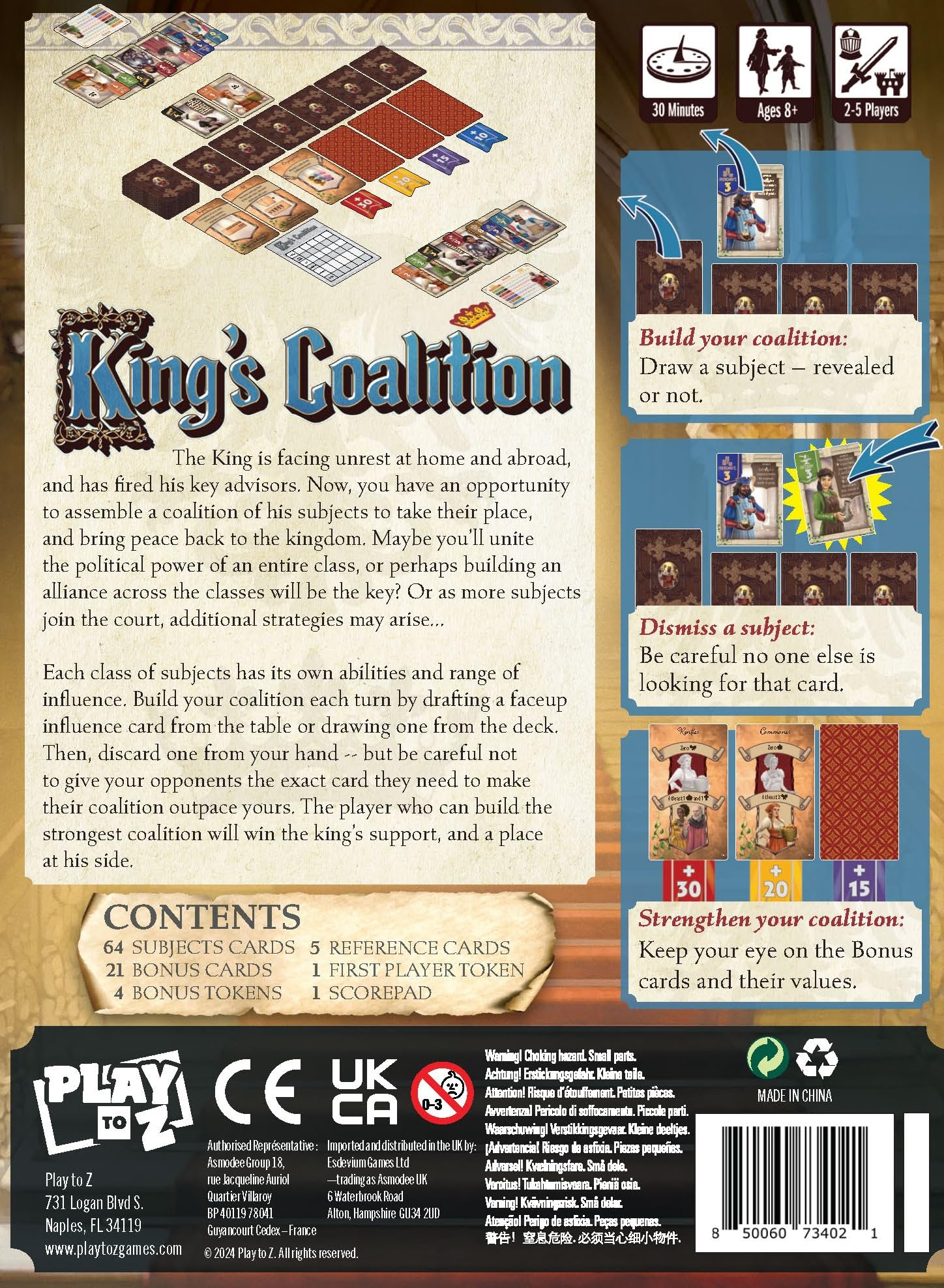 Play To Z Kings Coalition Royal Court Strategy Card Game 3
