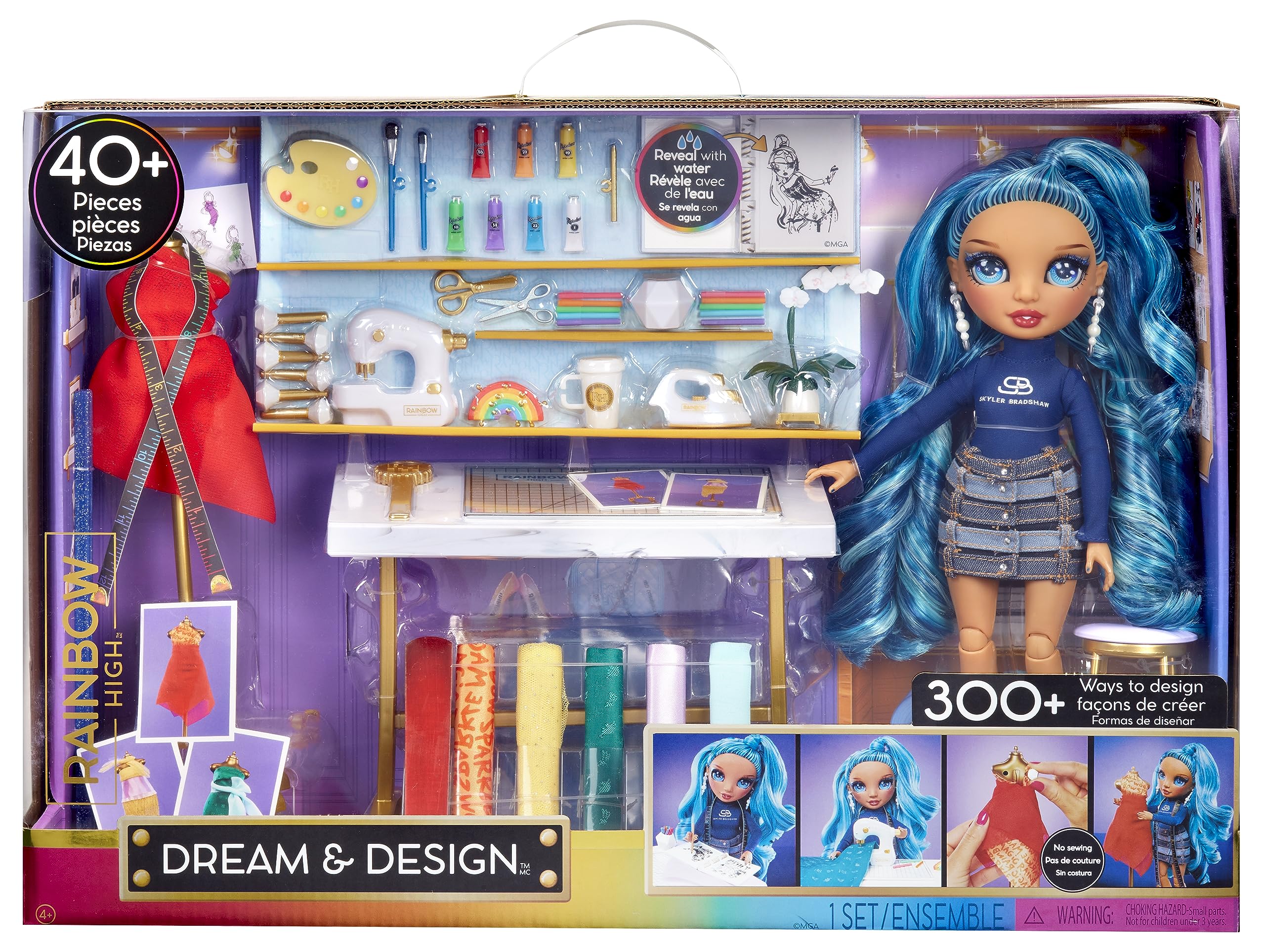 Rainbow High Dream & Design Fashion Studio Playset with Skyler Bradshaw Doll - No Sew Fashion Kit for Kids 8
