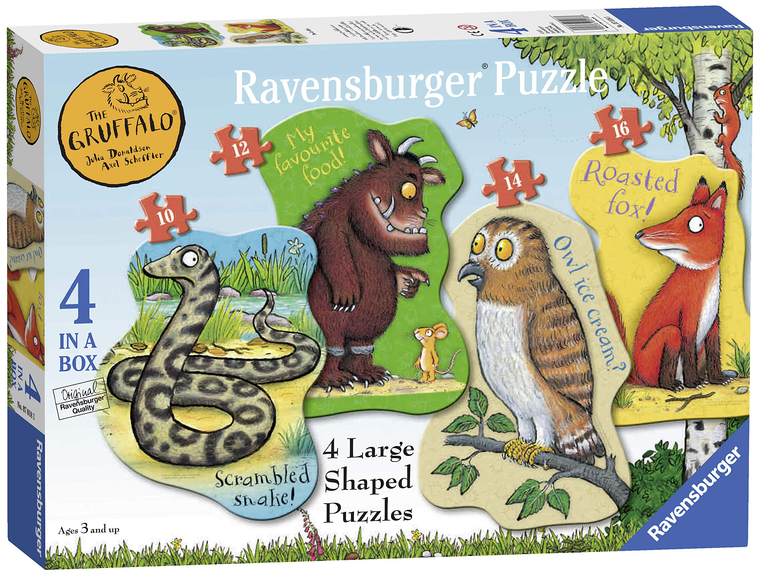 Ravensburger The Gruffalo 4 Large Shaped Jigsaw Puzzles - 10, 12, 14, 16 Pieces for Kids Age 3+ 1