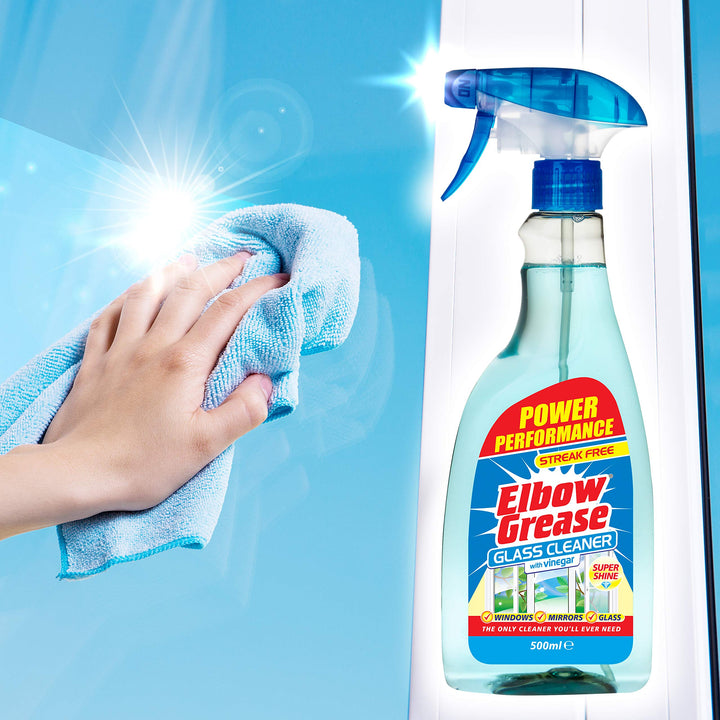 Elbow Grease Glass Cleaner with Vinegar - 500 ml Spray for Windows, Mirrors & Glass Surfaces