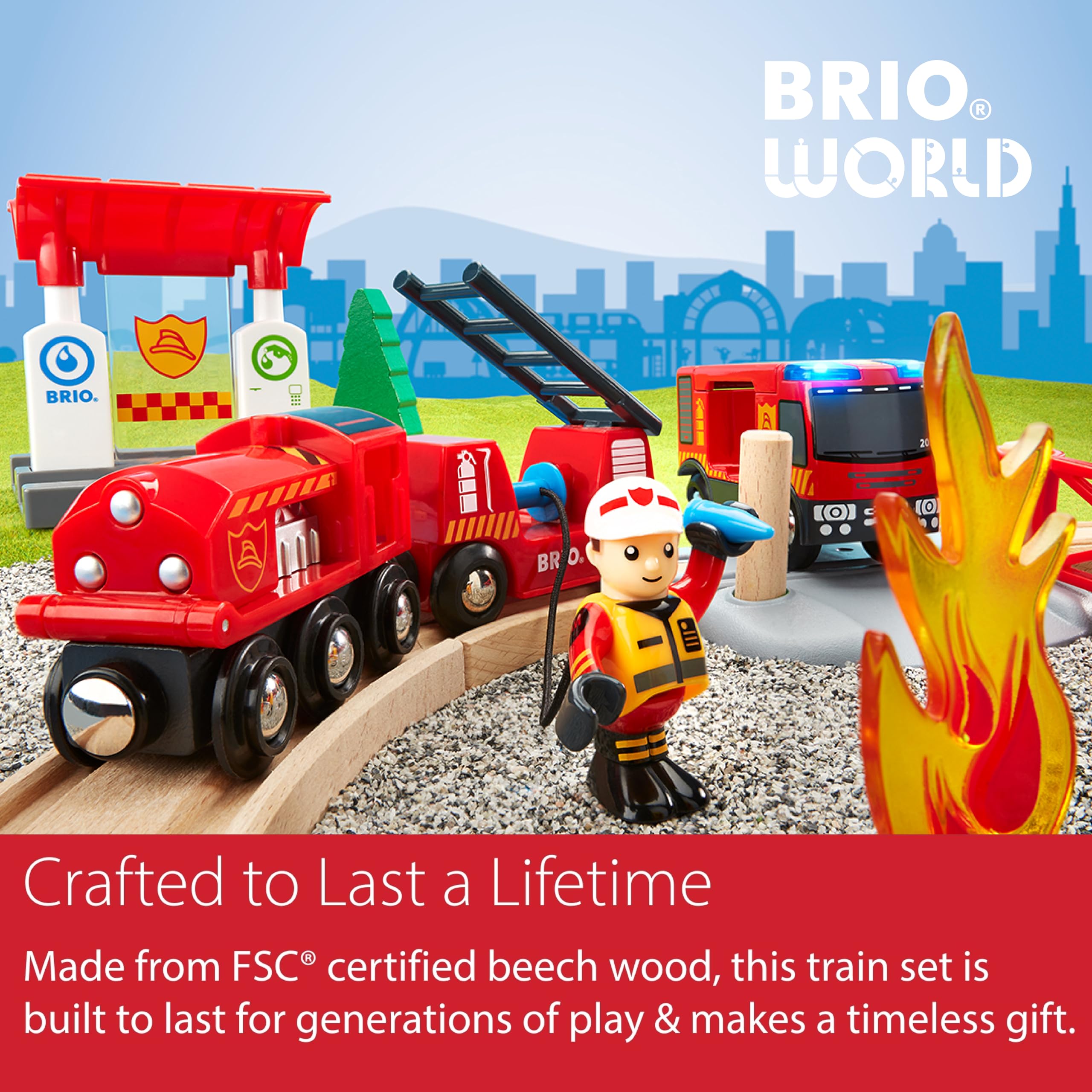 BRIO World Fire and Rescue Firefighter Set with Wooden Railway Train Accessories 8