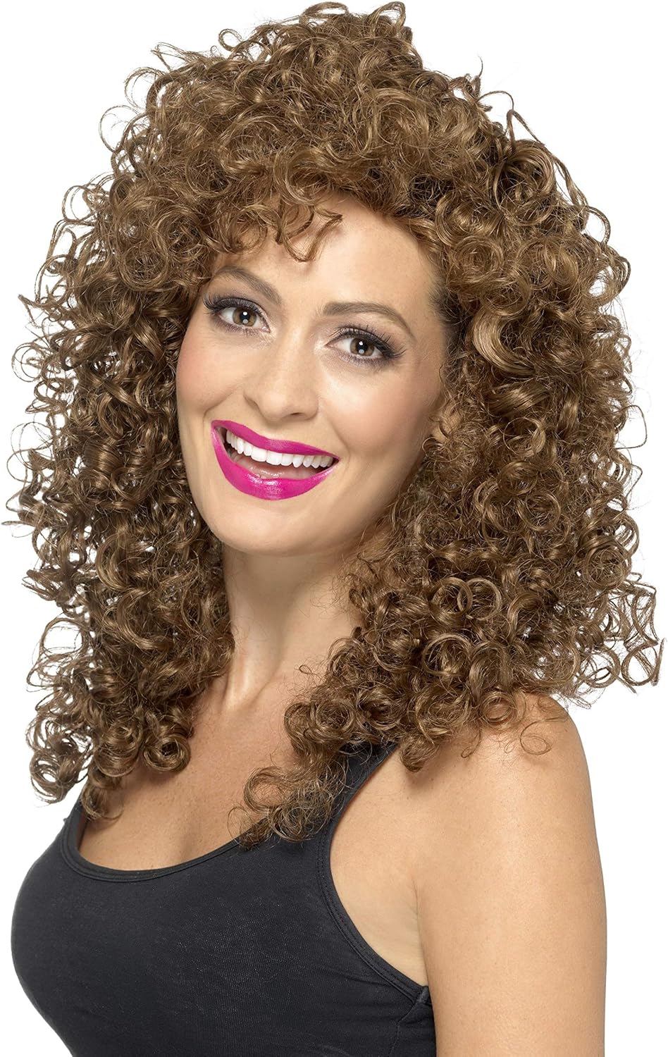 Smiffys Boogie Babe Long Curly Brown Wig