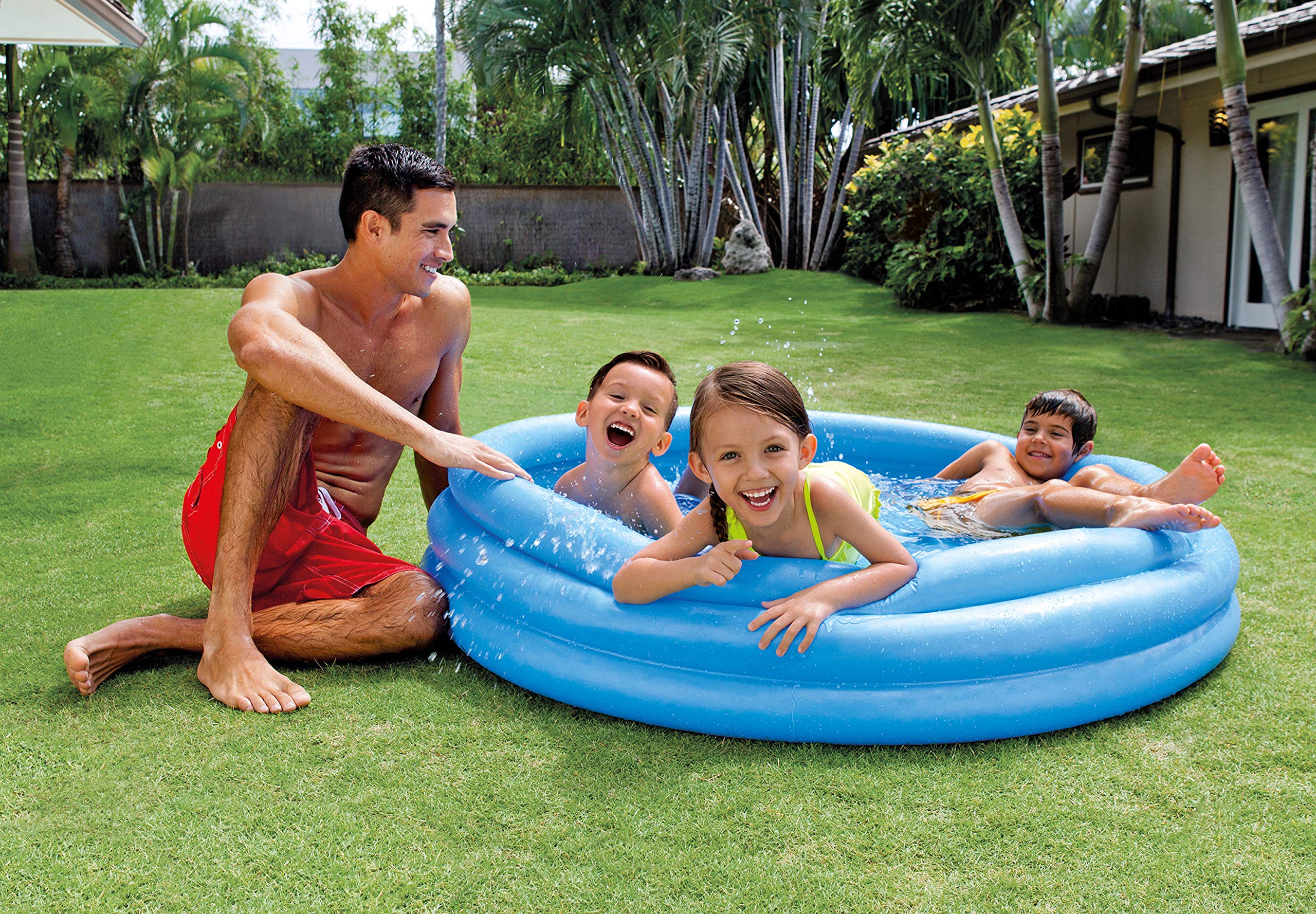 Intex Crystal Blue Inflatable Paddling Pool - 147cm x 33cm, 288 Litre Capacity, Ages 3+