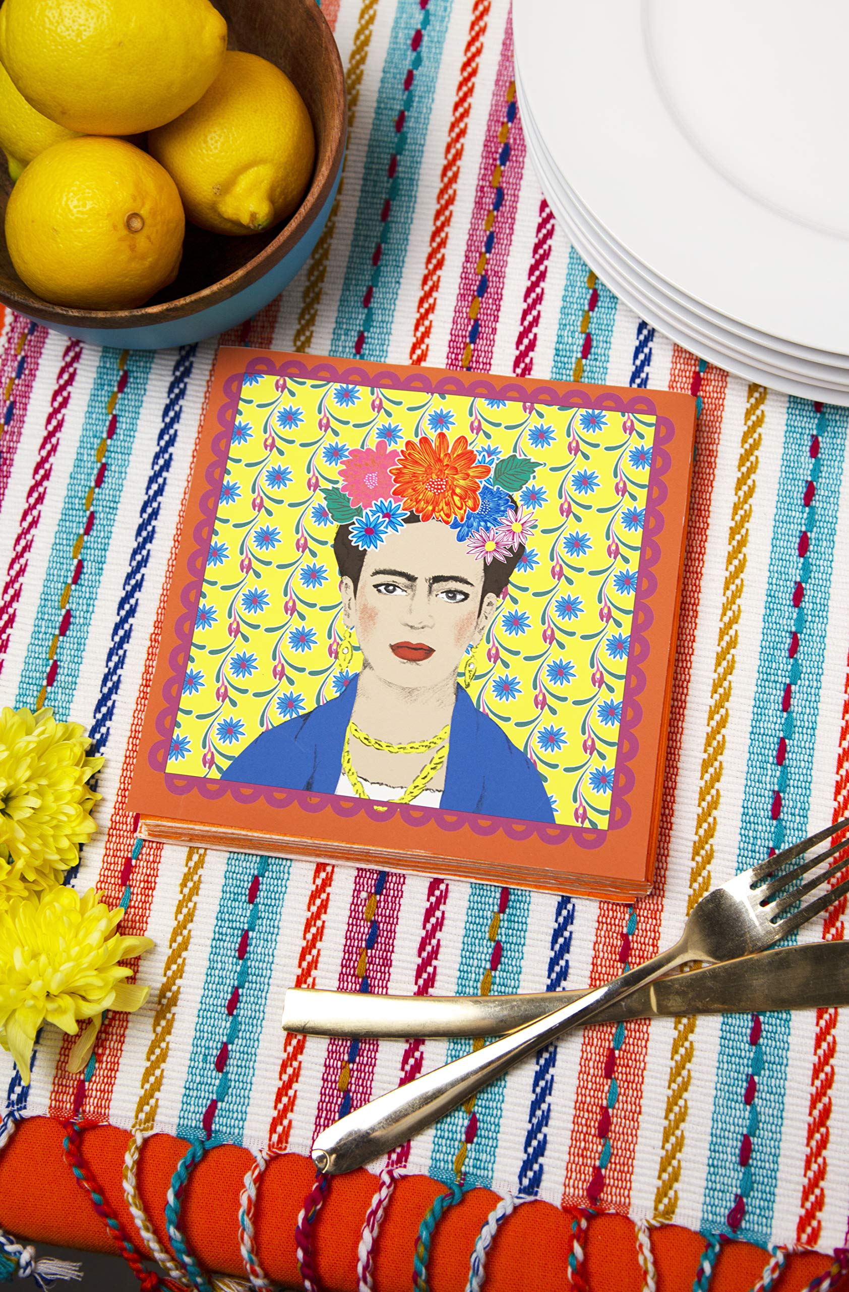 Talking Tables Frida Kahlo Paper Napkins - Yellow, 33cm x 33cm, 20 Pack 3