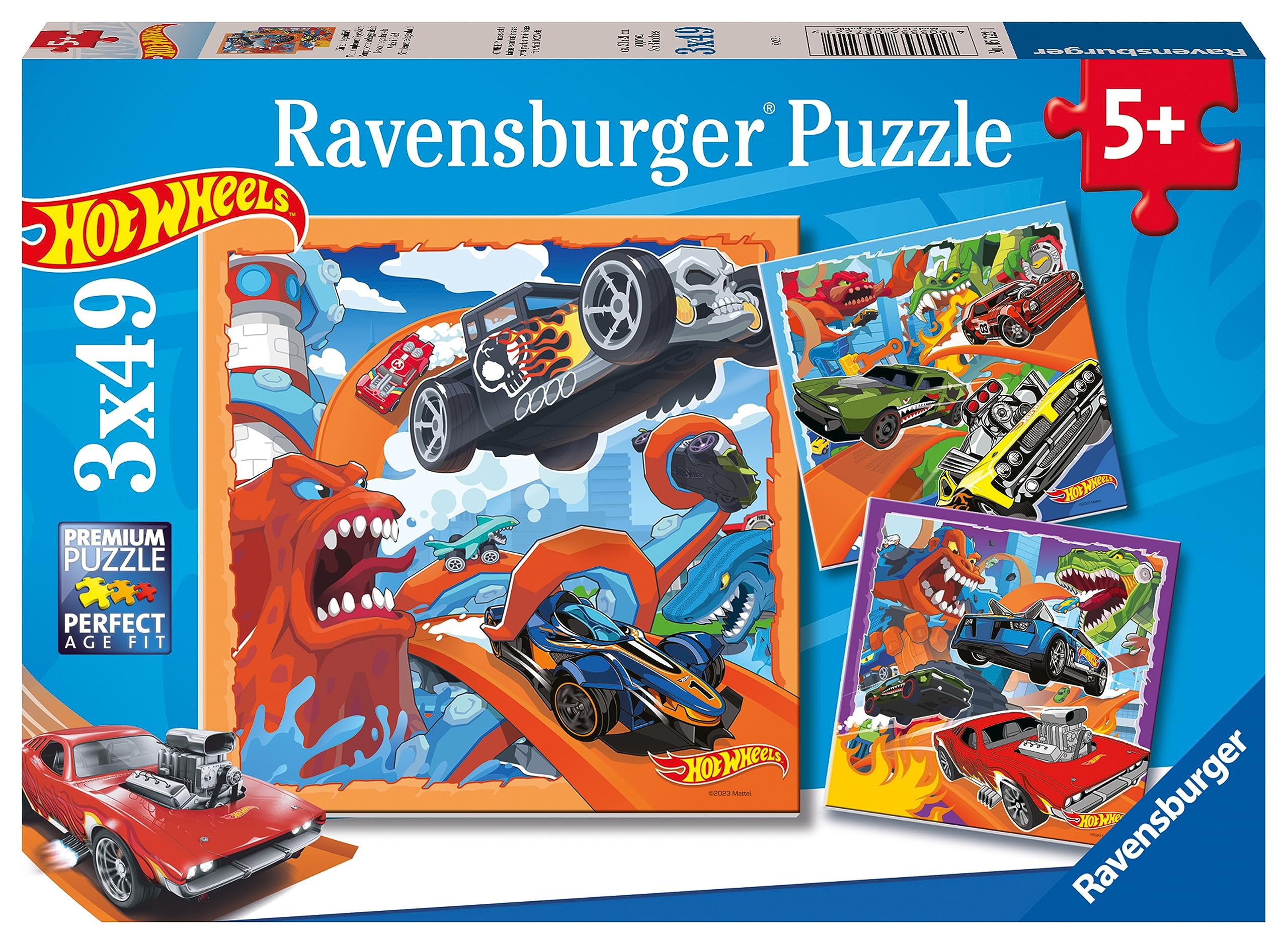 Ravensburger Hot Wheels 3-Pack Jigsaw Puzzles (3x49 Pieces) for Kids Ages 5+