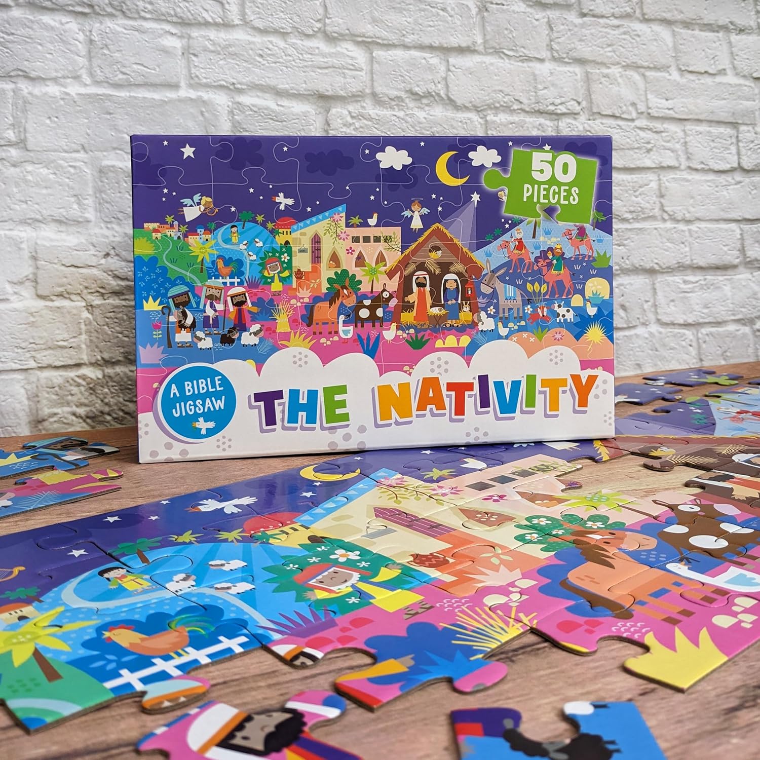 North Parade Publishing BIPZ03 The Nativity Bible Stories Jigsaw Puzzle - 50-Piece Educational Puzzle for Young Children 6