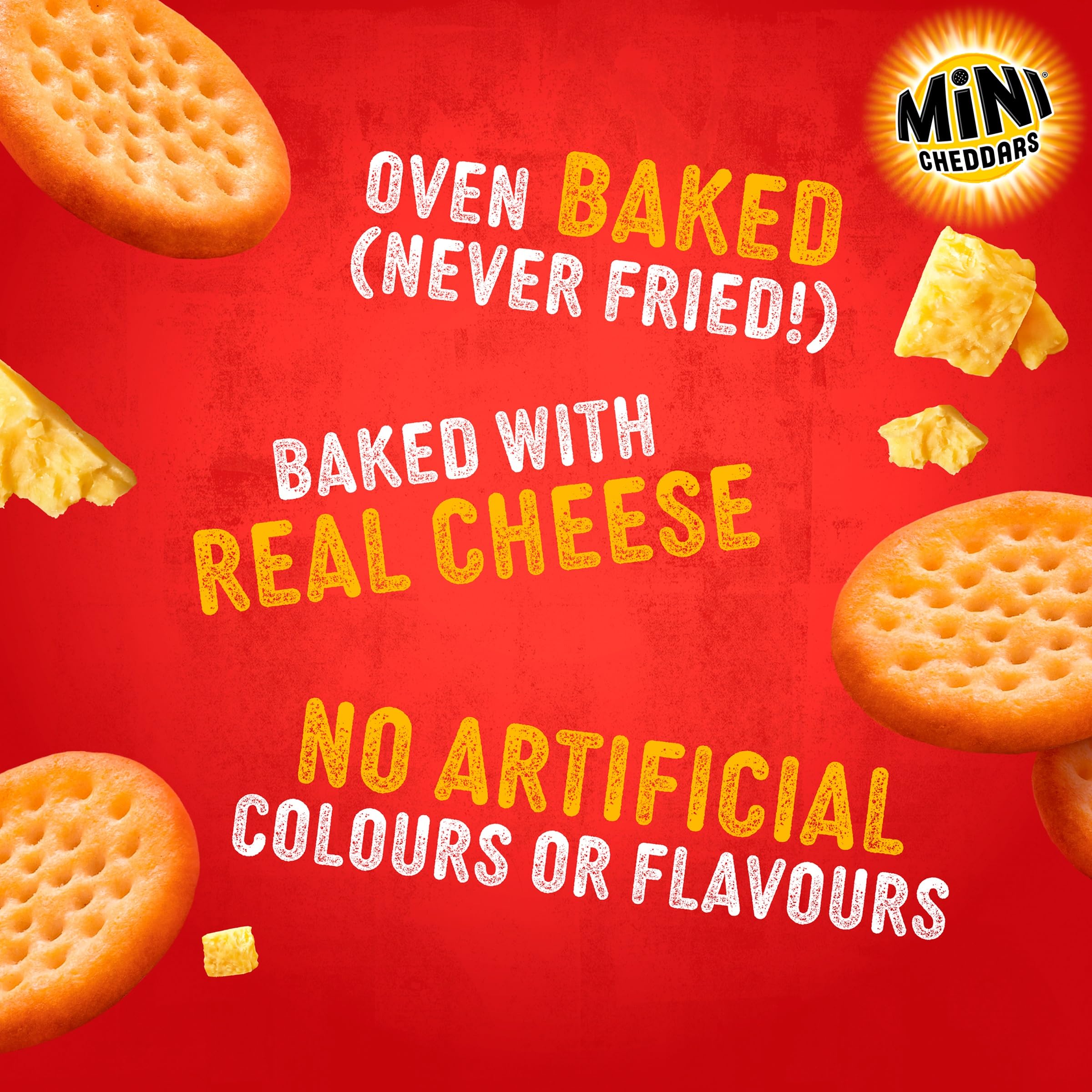 Jacob's Mini Cheddars Red Leicester Flavour Multipack Crisps, Oven-Baked with Real Cheese 6