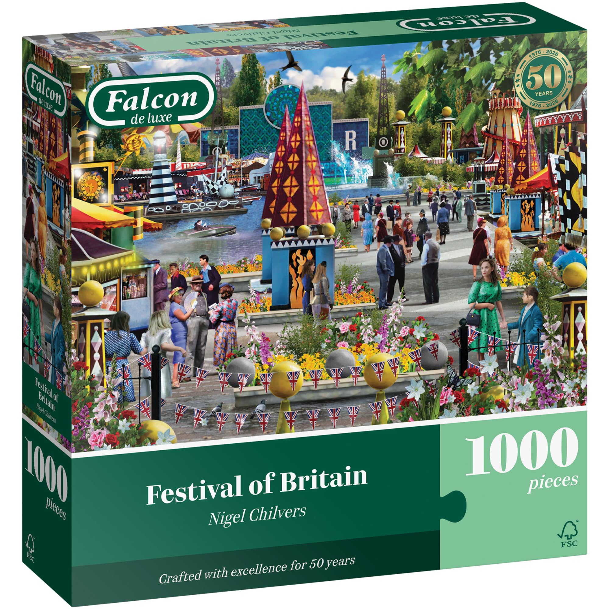 Falcon Festival of Britain Jigsaw Puzzle - 1000 Pieces | Recycled Cardboard | Adult Activity 1