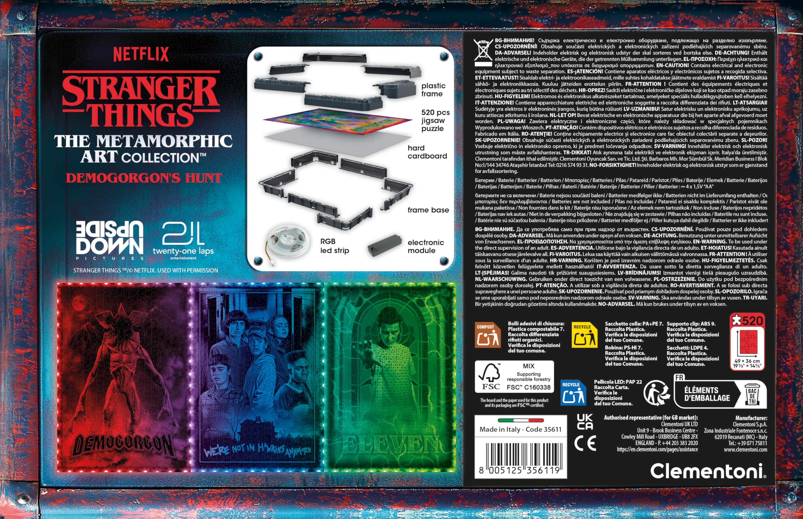 Clementoni Stranger Things Metamorphic Art Puzzle - 520-Piece LED Light-Up Jigsaw 15